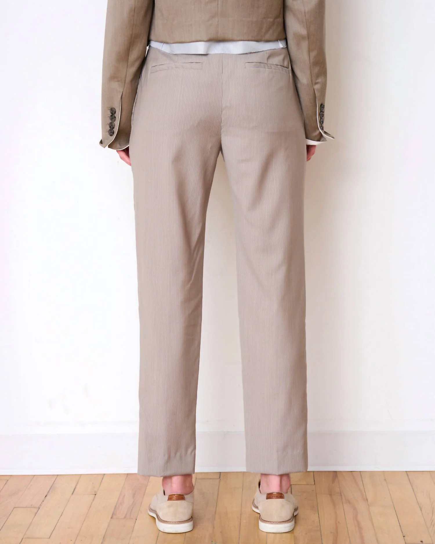 Lexington Trouser In Taupe Pinstripe