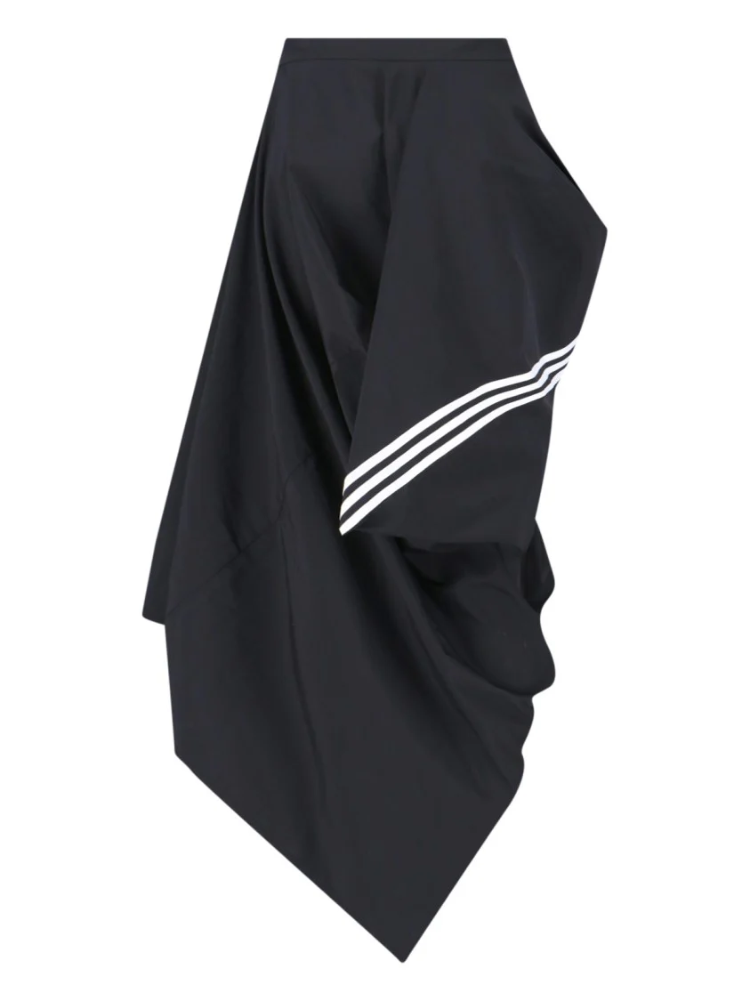 Asymmetrical Black Nylon Skirt