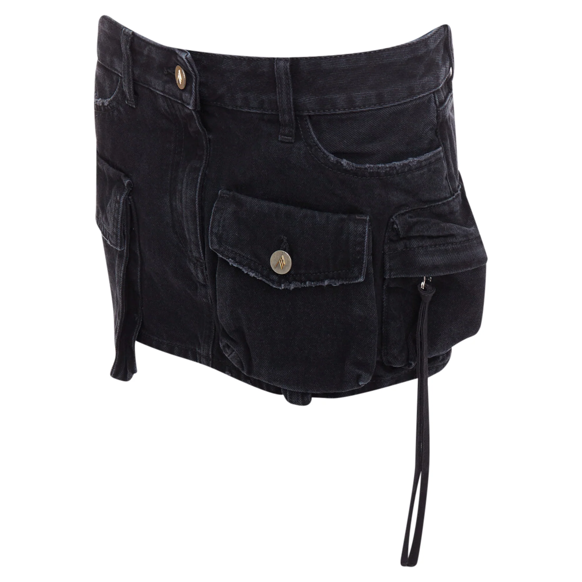 The Attico fay denim pocketed cargo mini skirt