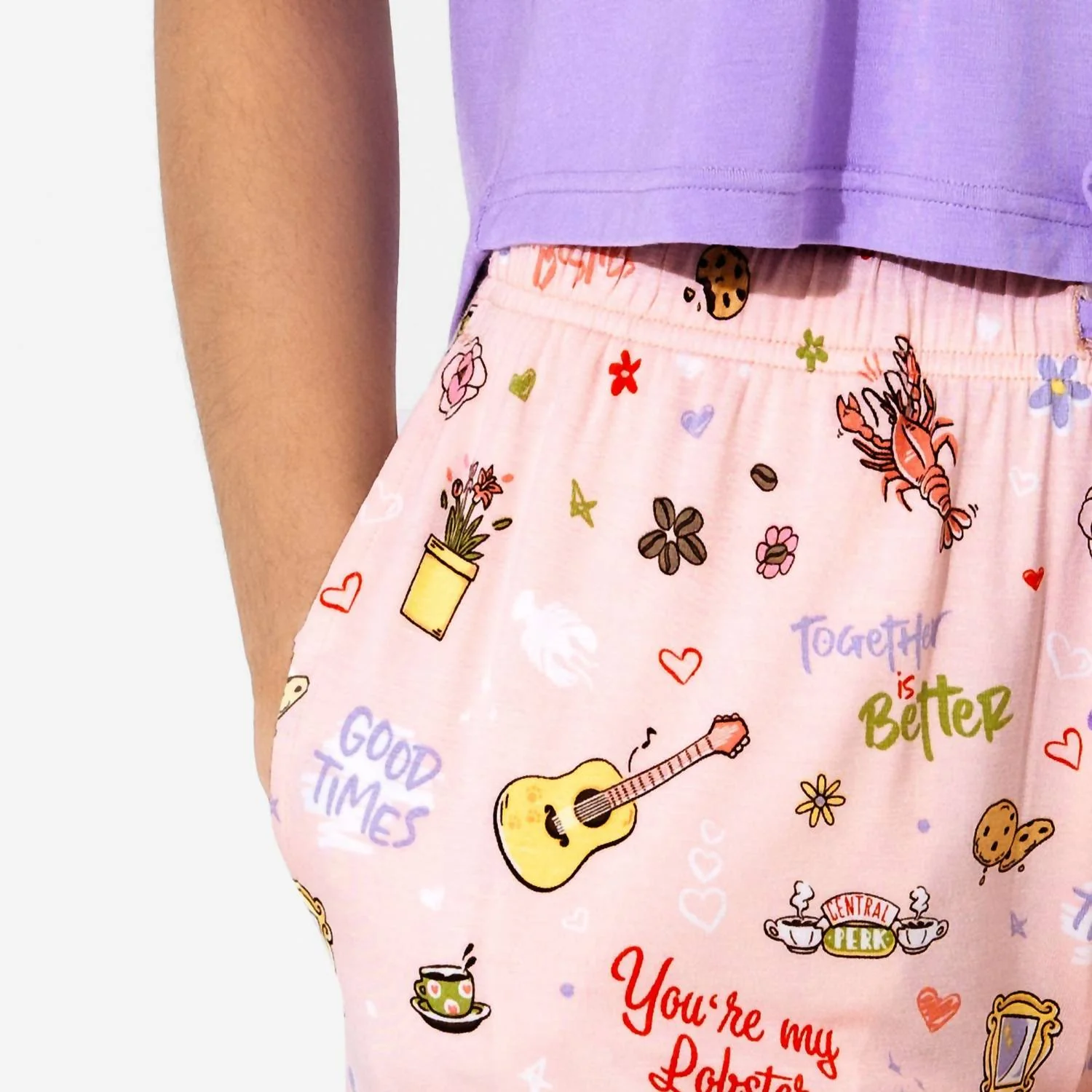 Friends Forever Pajama Shorts Set In Pink