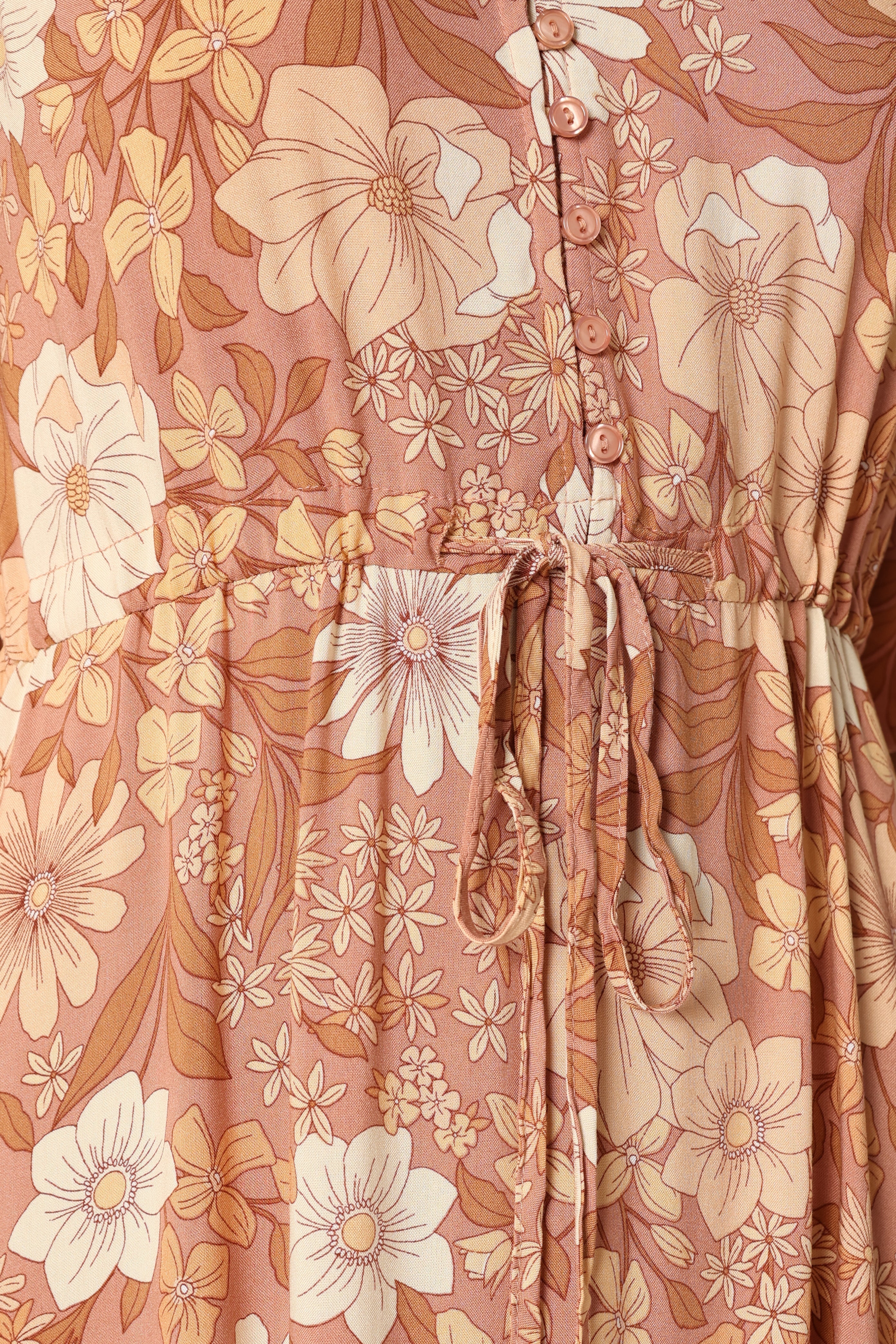 Kelda Dress - Tan Floral