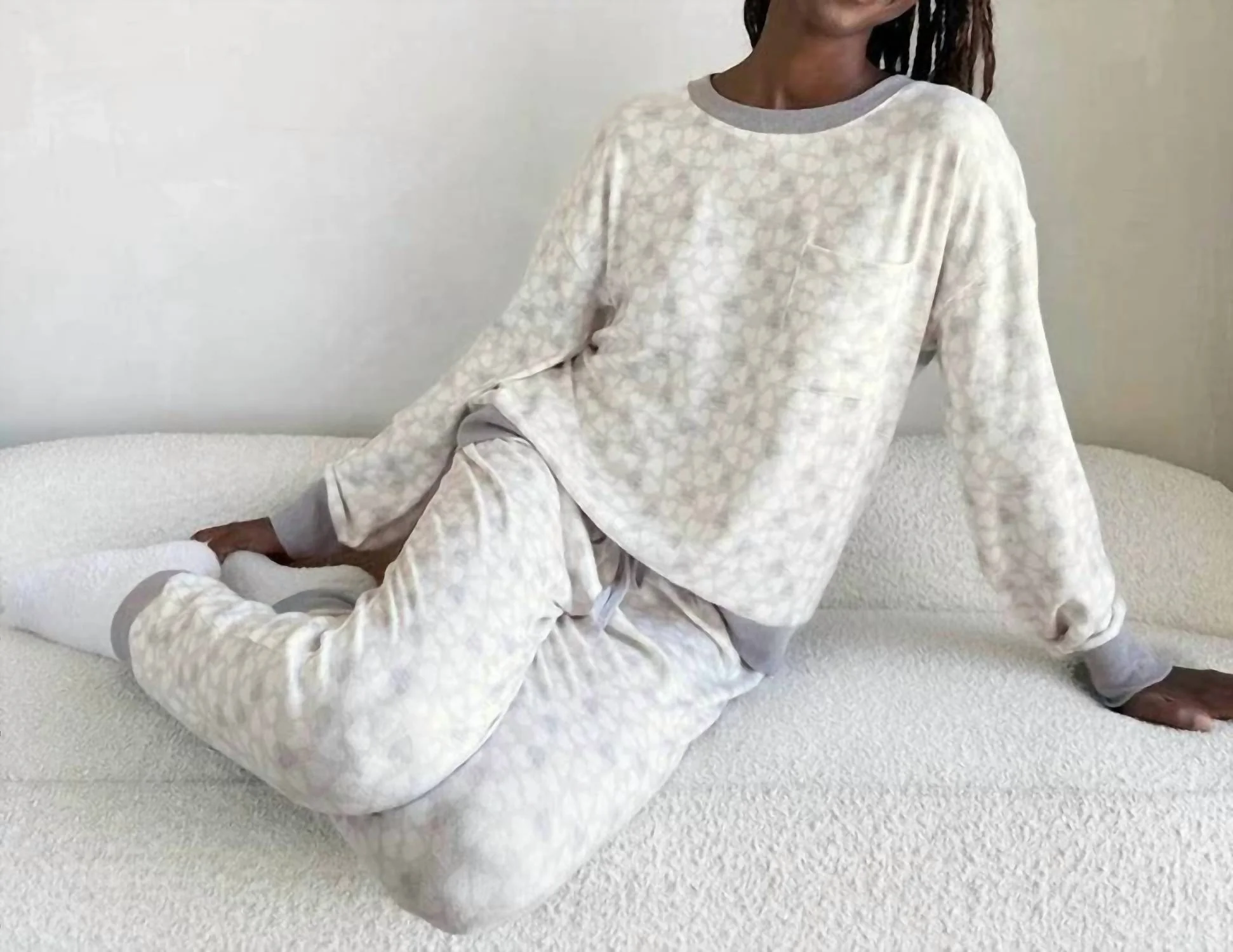 Marna Pillow Soft Pajama Set In Light Candy Heart