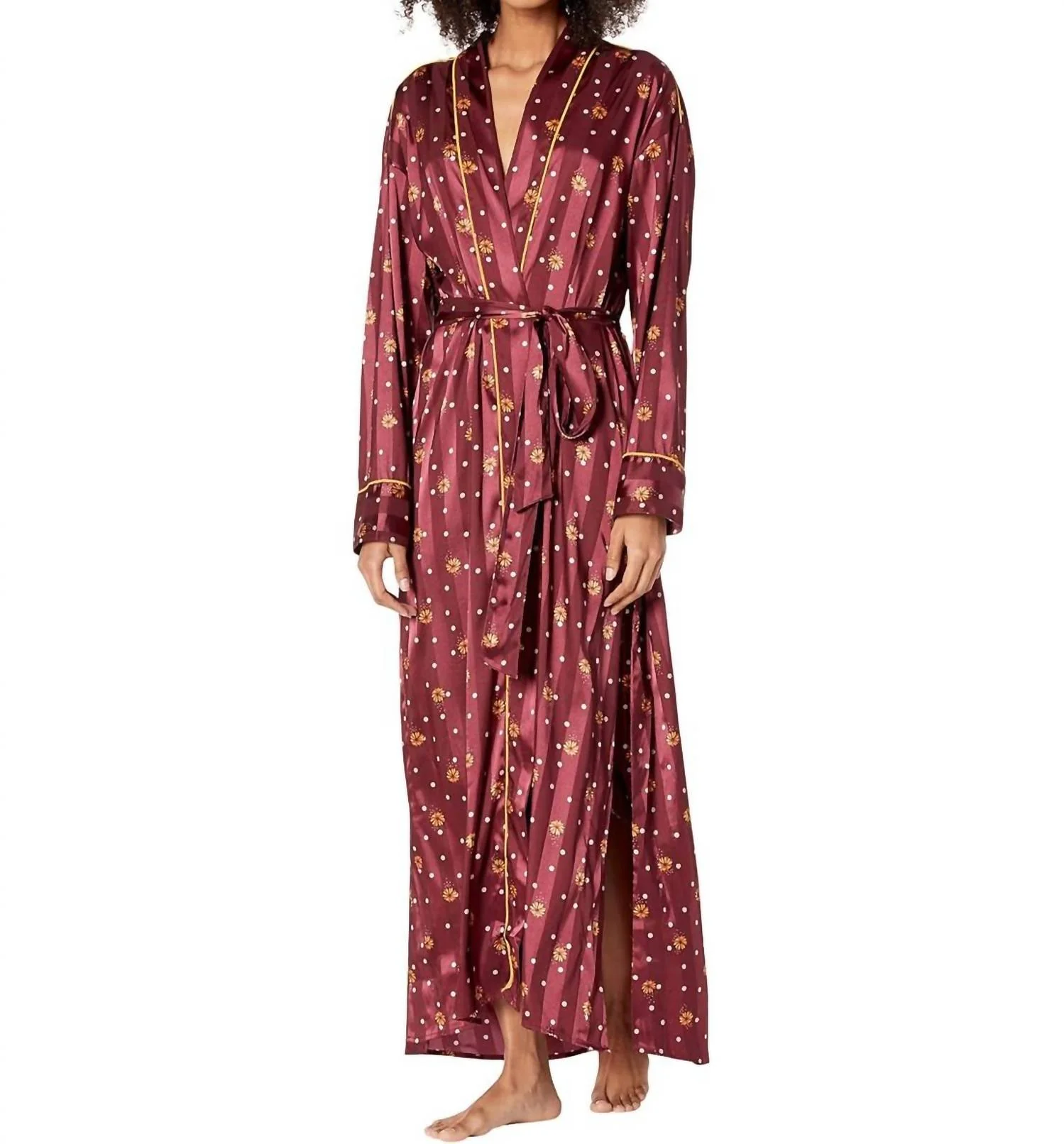 Pajama Party Holiday Robe In Wine Combo