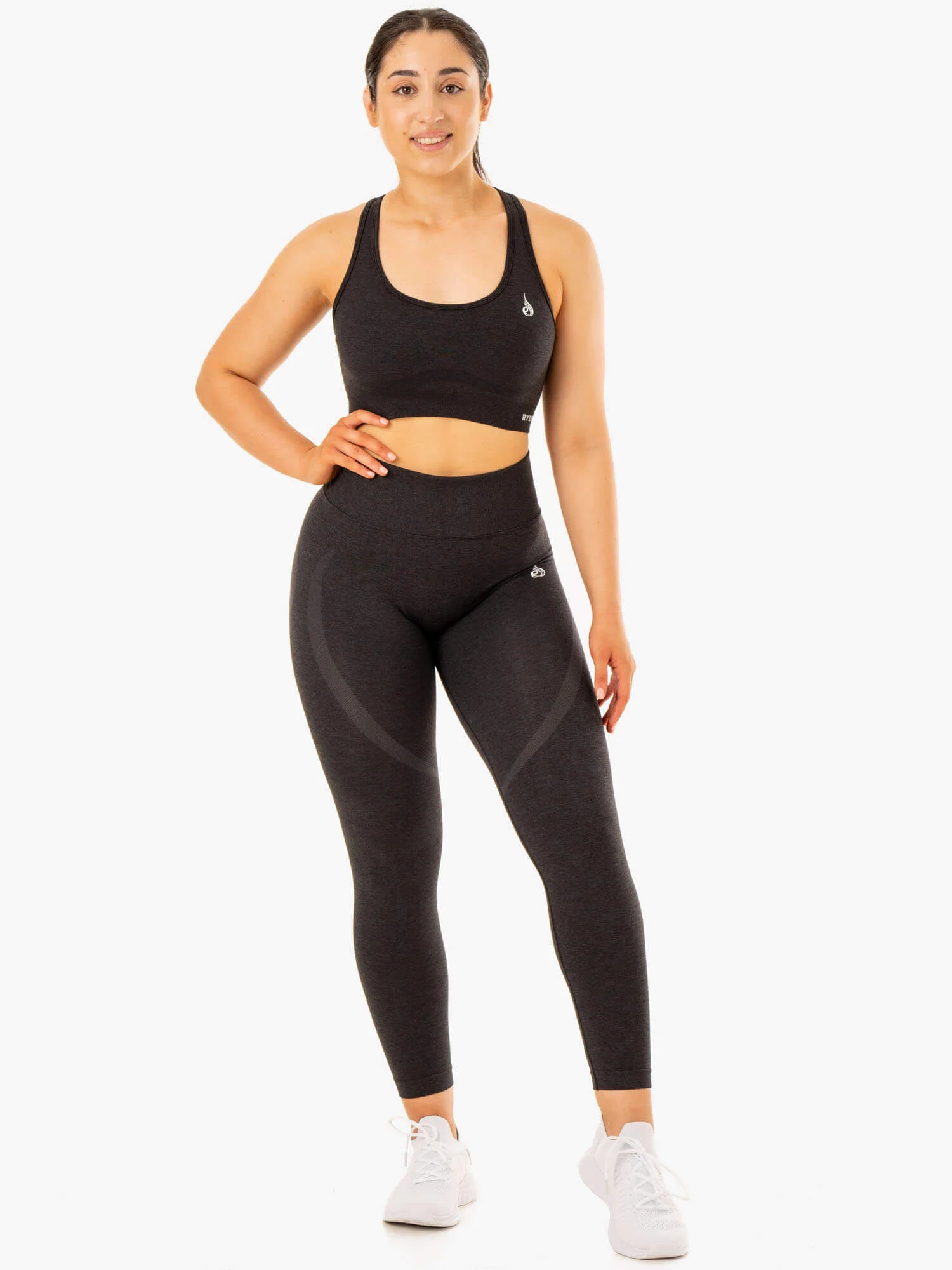 Staples Seamless Racer Back Sports Bra - Black Marl