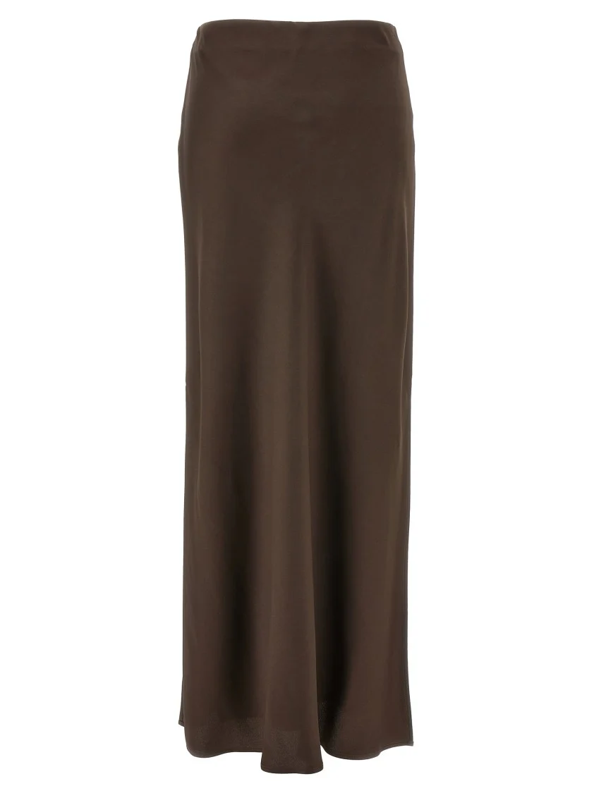 Brown Maxi Skirt With Side Slits