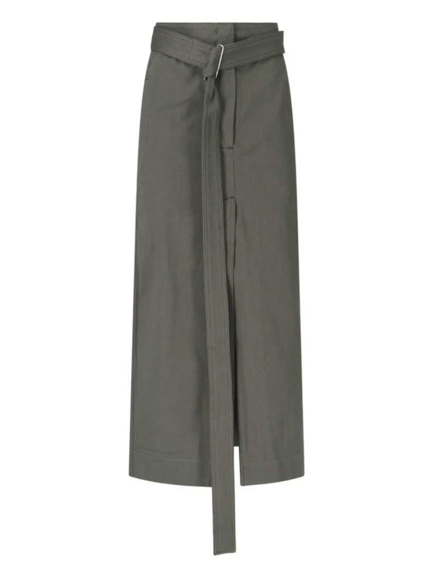 Cotton Skirt With Adjustable Waist And Front Slit