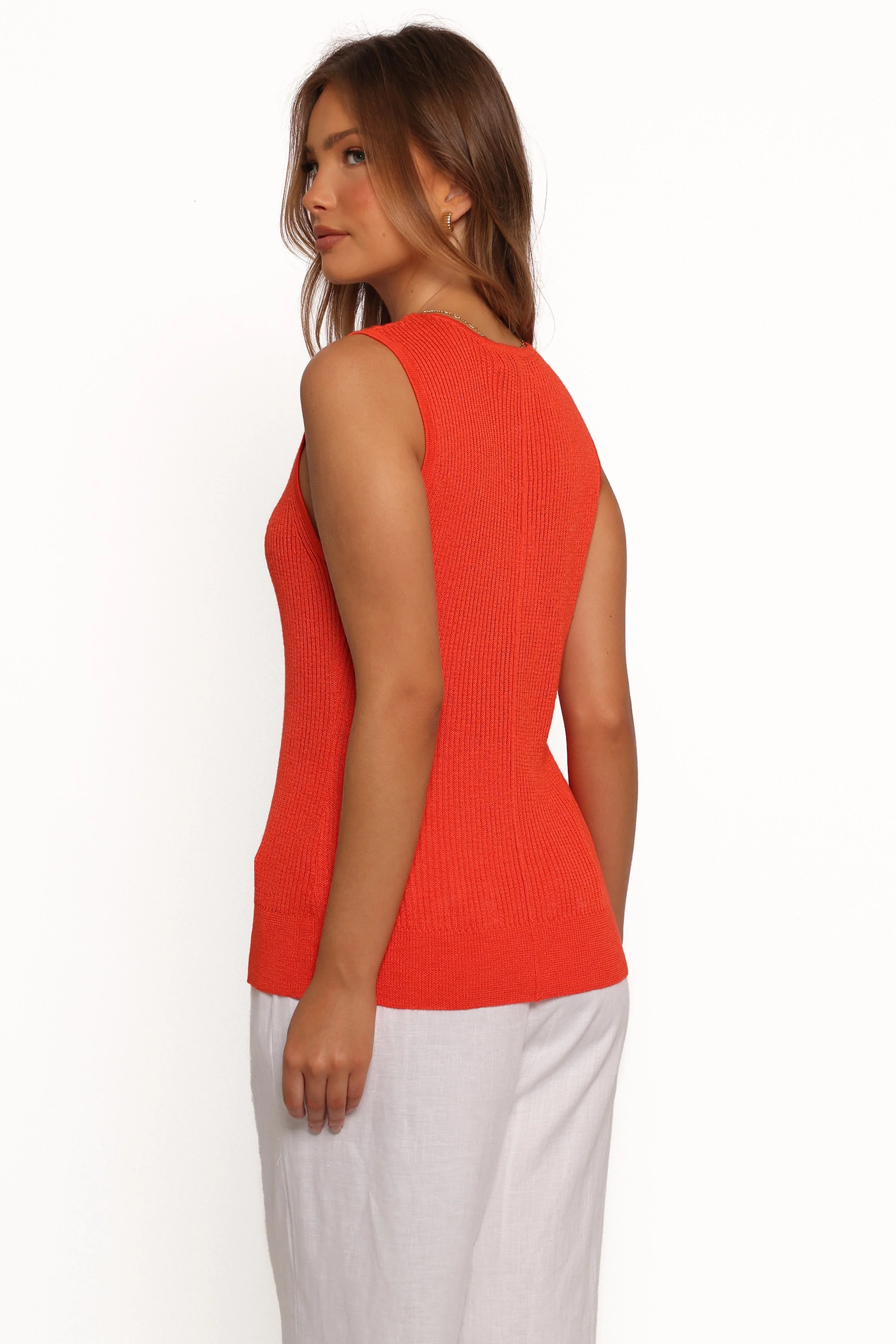 Parma Knit Vest Top - Blood Orange