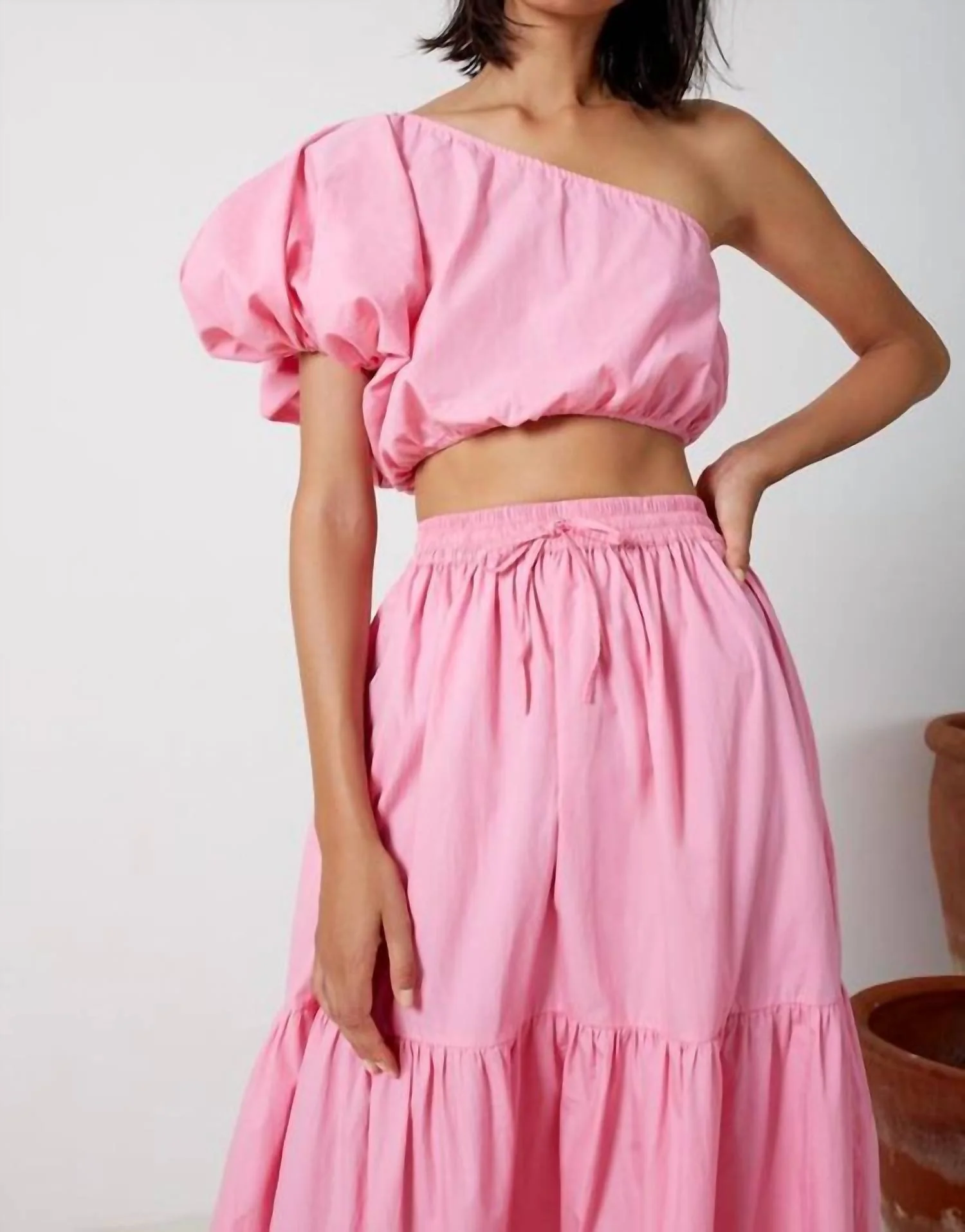 Drawstring A Line Tiered Maxi Skirt In Floss