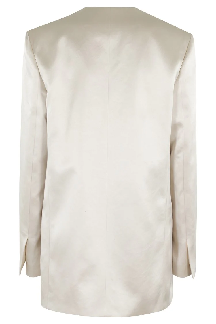 Double-Breasted Ivory Duchess Blazer