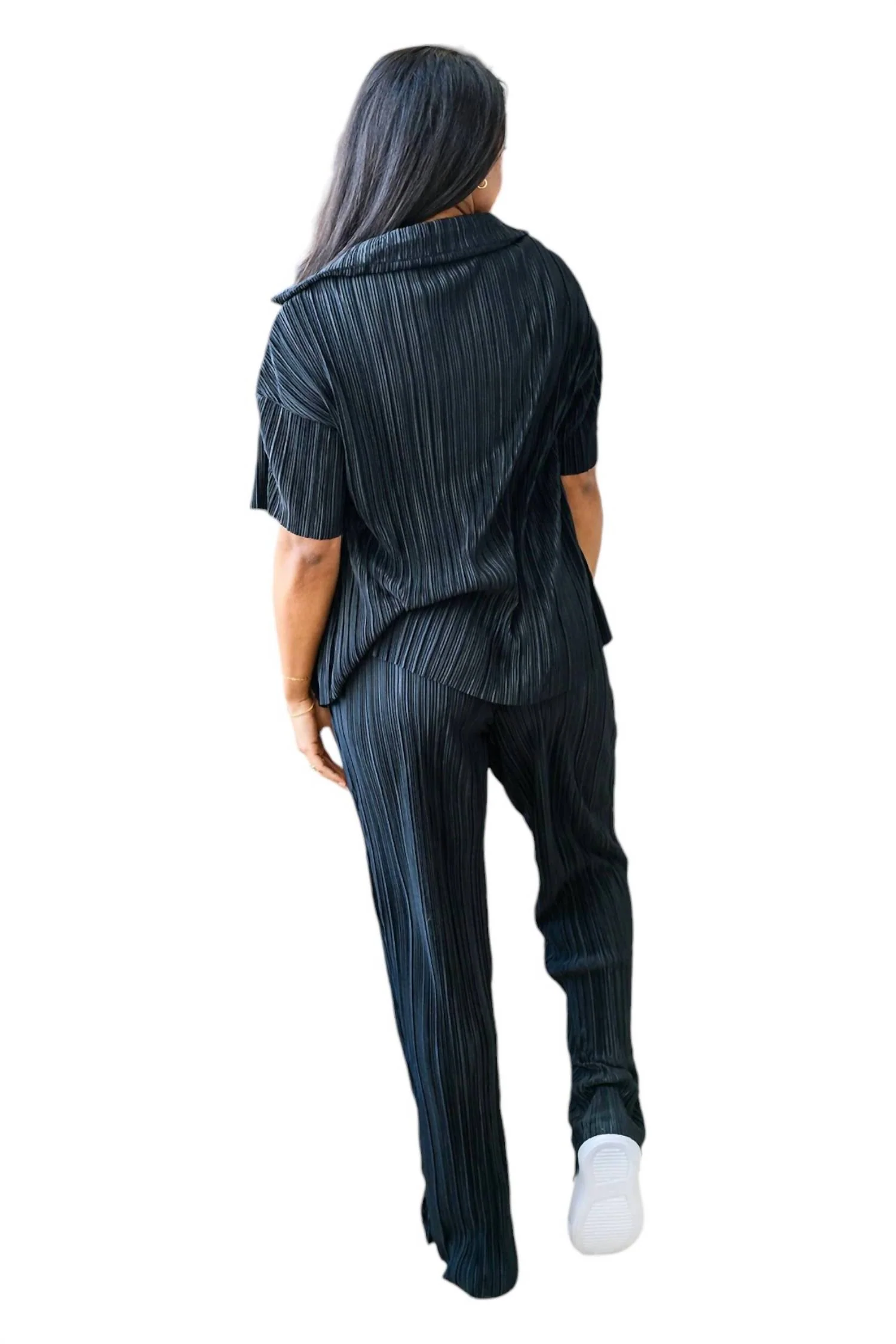 Low Key Perfect Plisse Set In Black