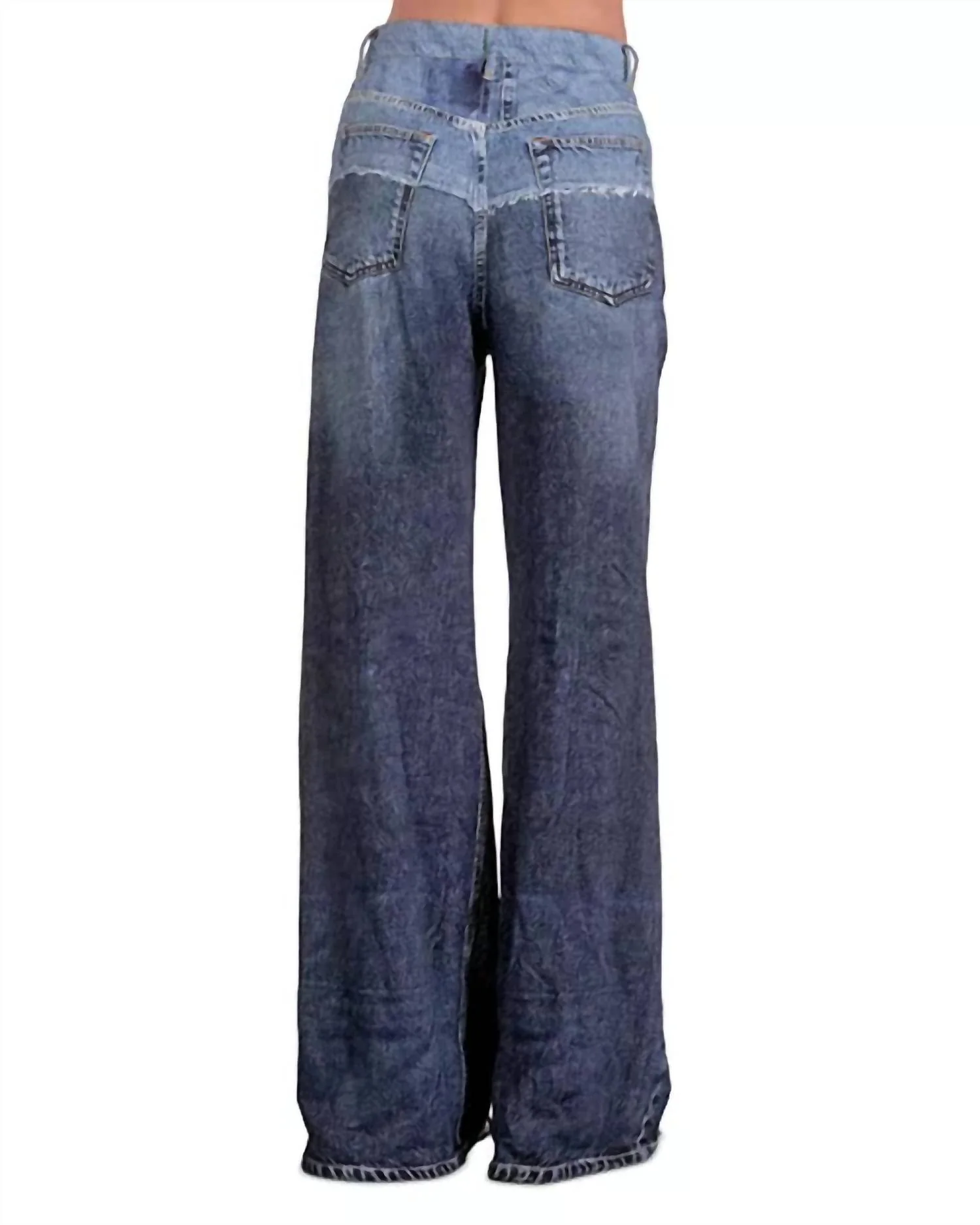 Wide Leg Knit Jean In Denim Two Tone