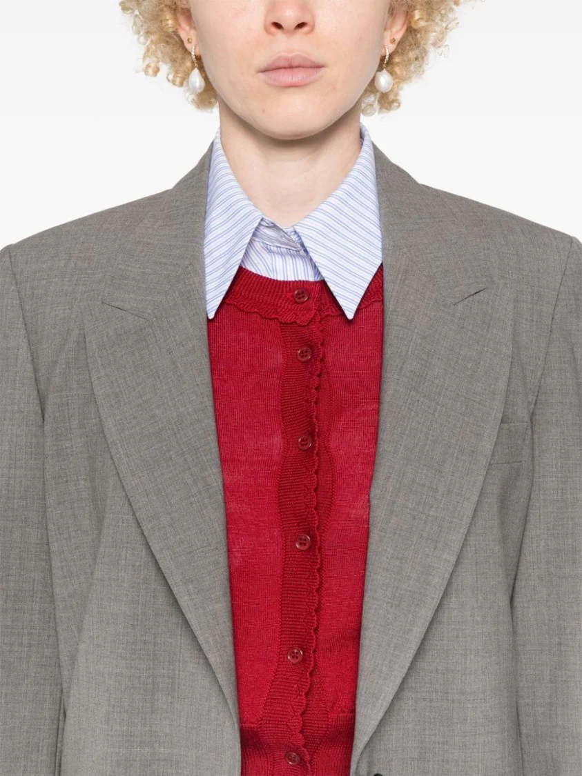 Medium Grey Classic Jacket With Button