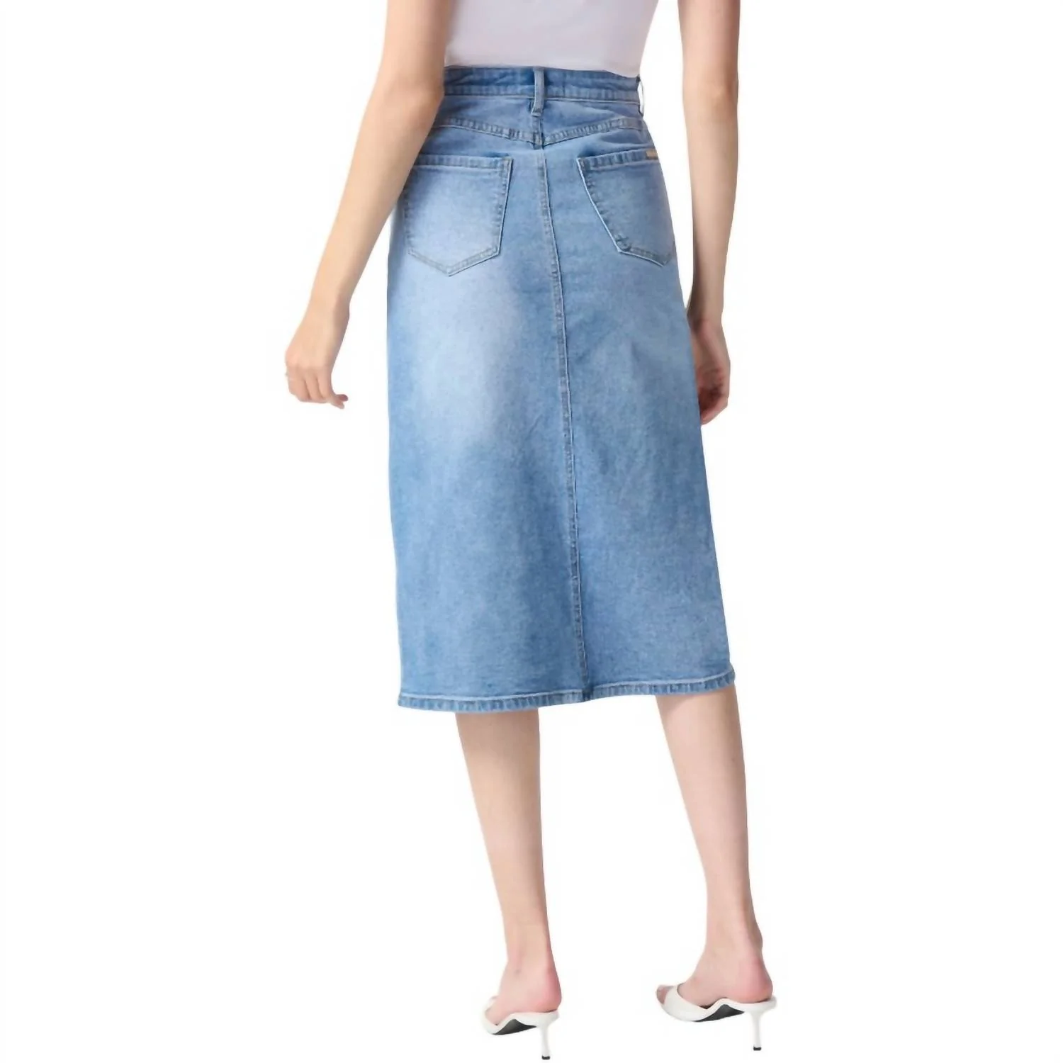 Knee-Length Denim Skirt In Blue