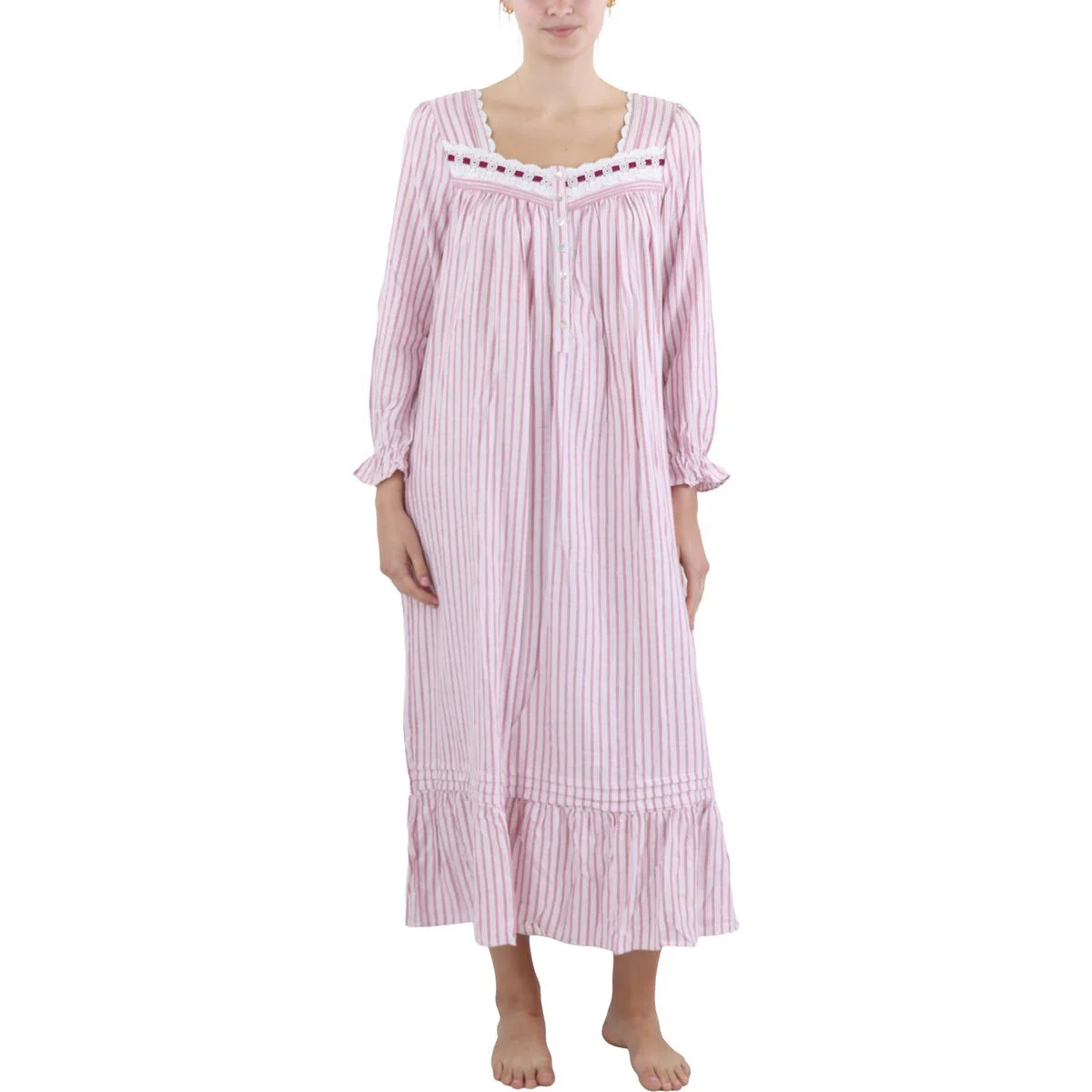 Womens Striped Cotton Nightgown