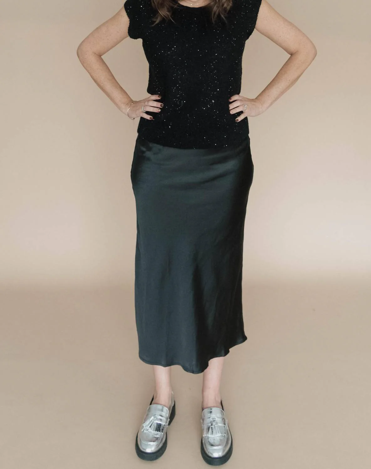 Smitten For You Satin Skirt In Black