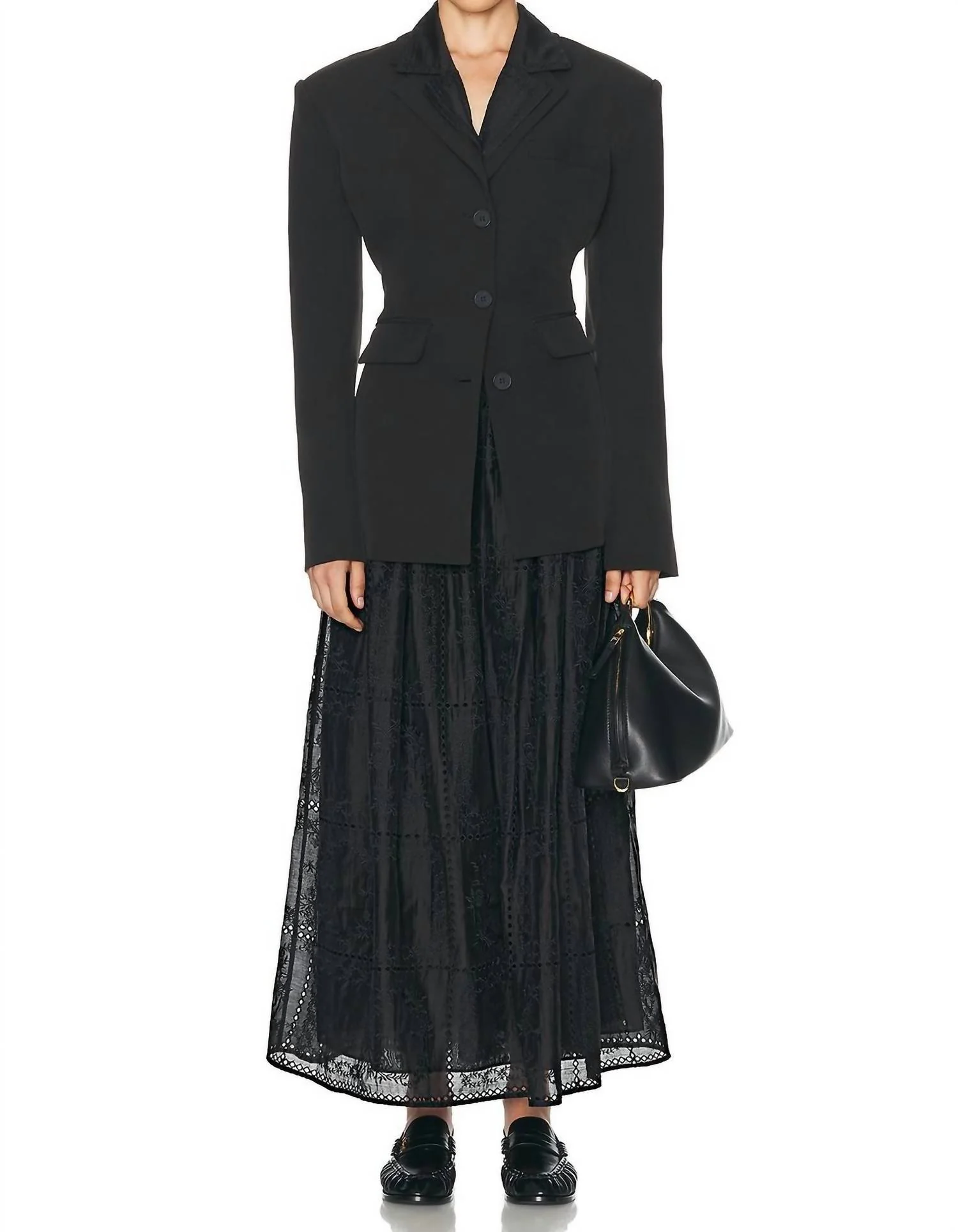 Handkerchief Midi Skirt In Black