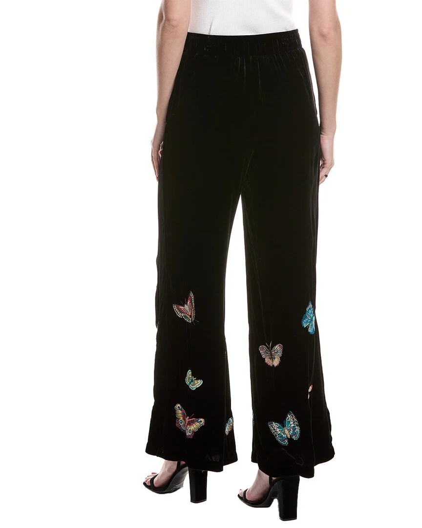 Johnny Was Luciana Velvet Silk-Blend Wide Leg Pant