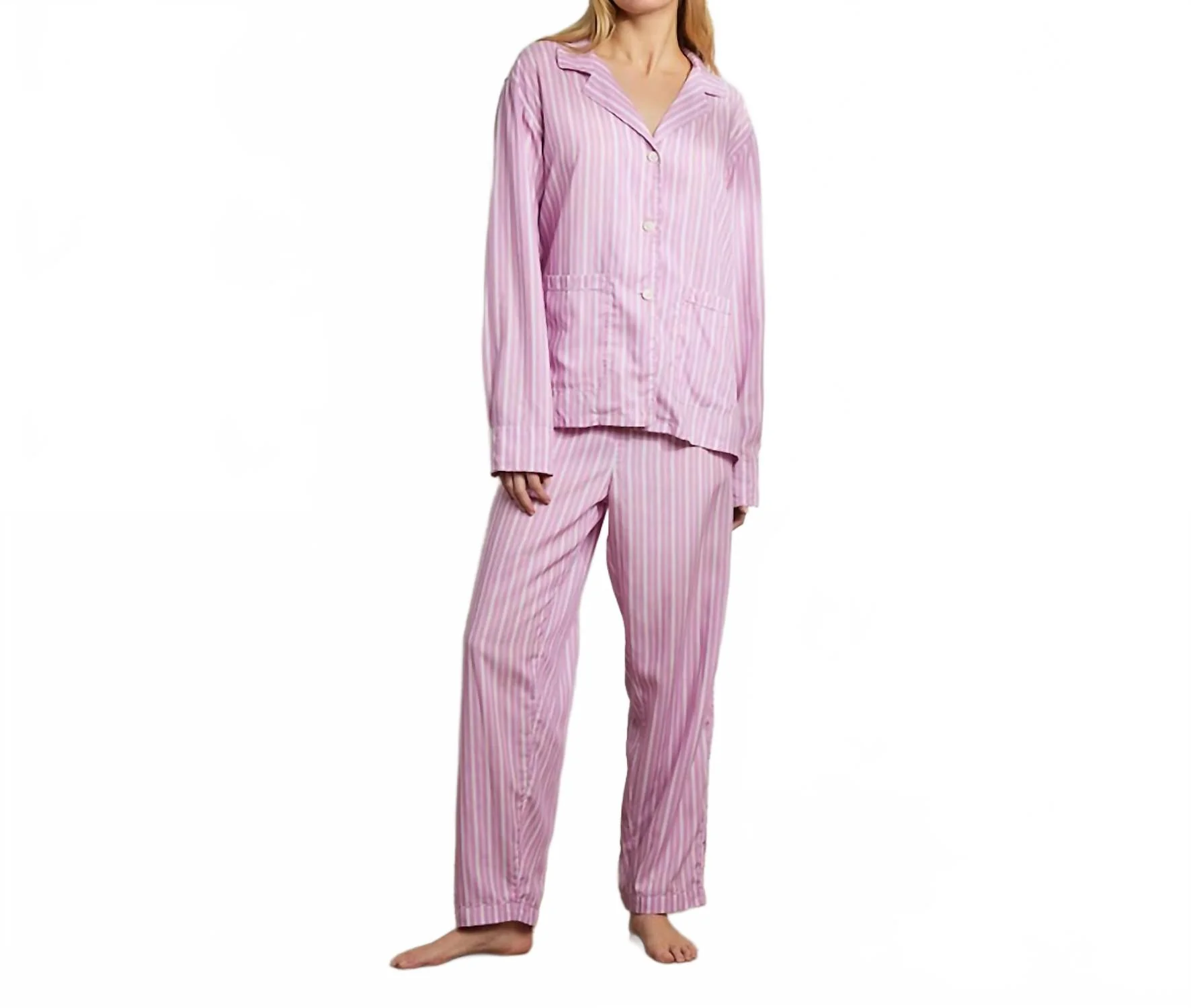 Women's Striped Soft Pajama In Lilac