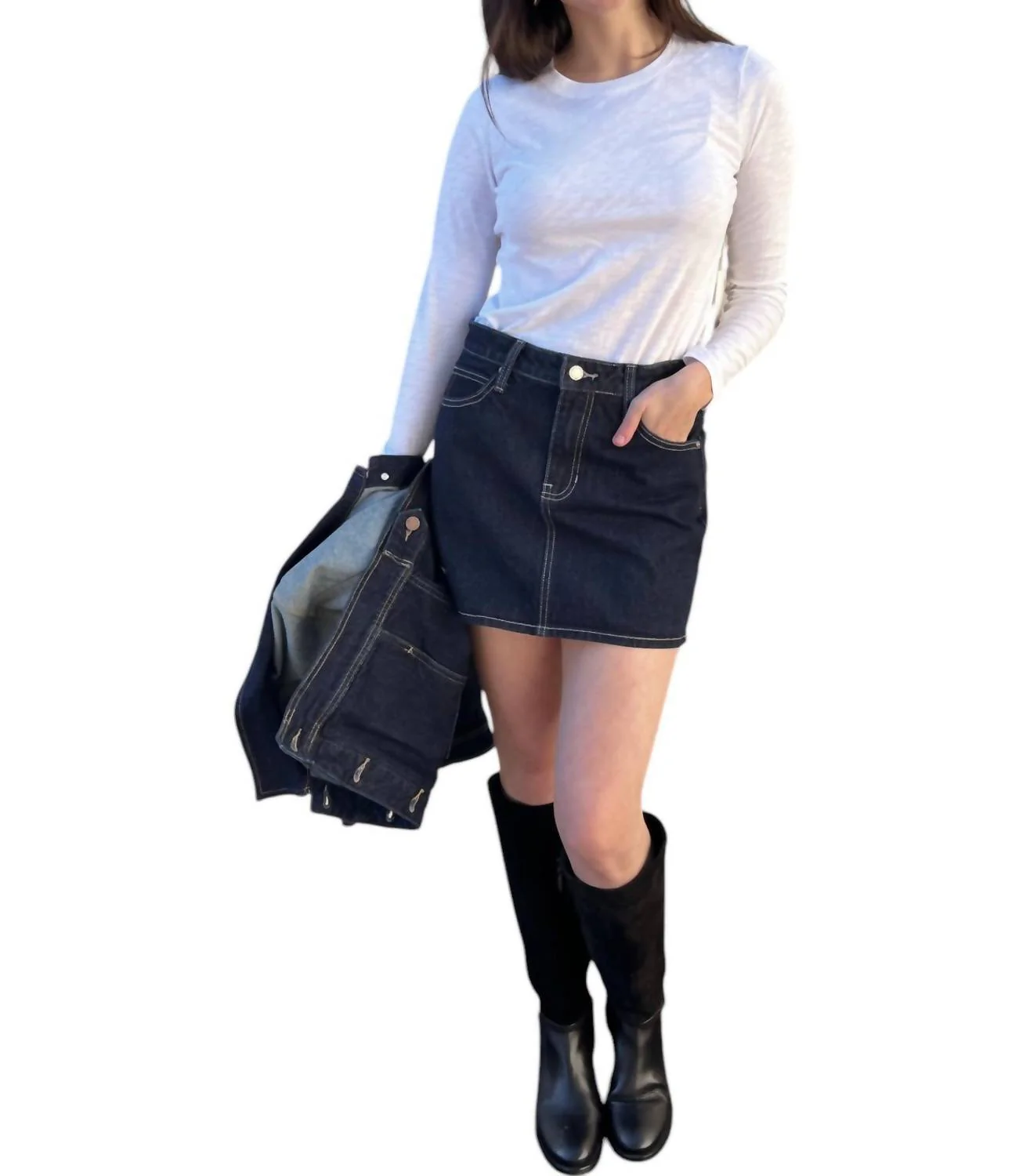 Harley Denim Mini Skirt In Dark