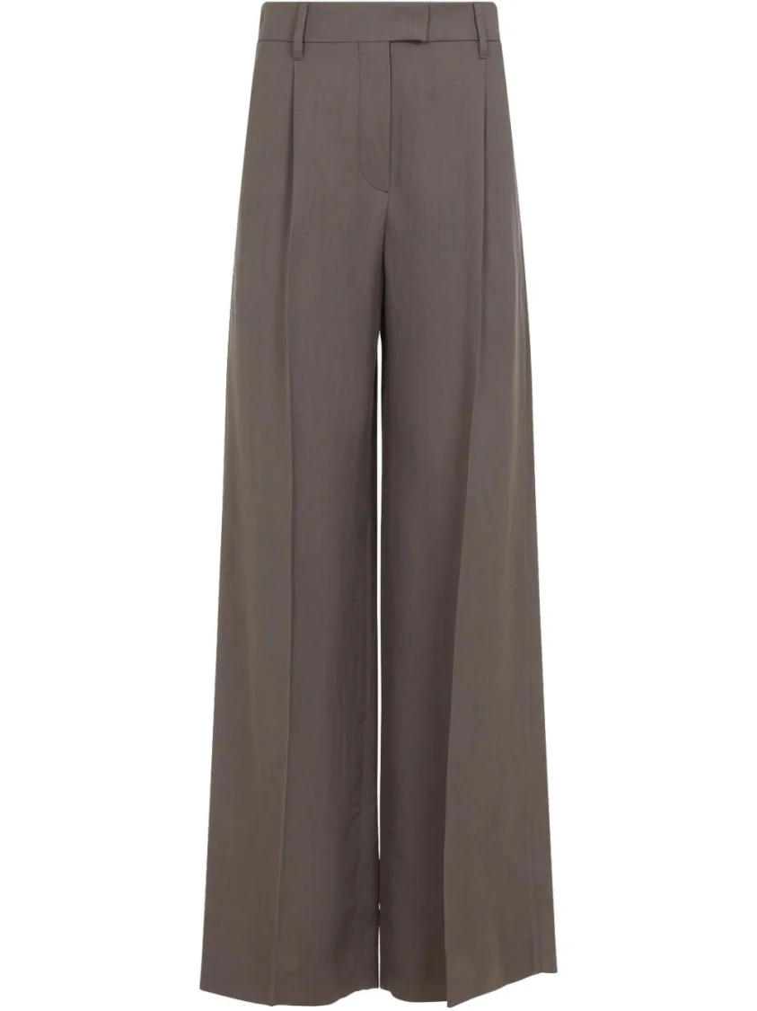 Wide-Leg Taupe Brown Trousers