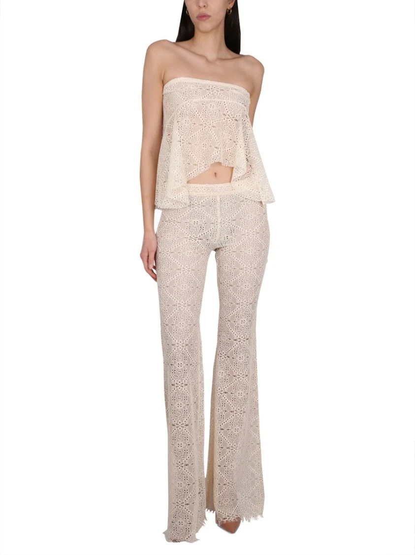 Flared Pants With Intricate All-Over Embroidery