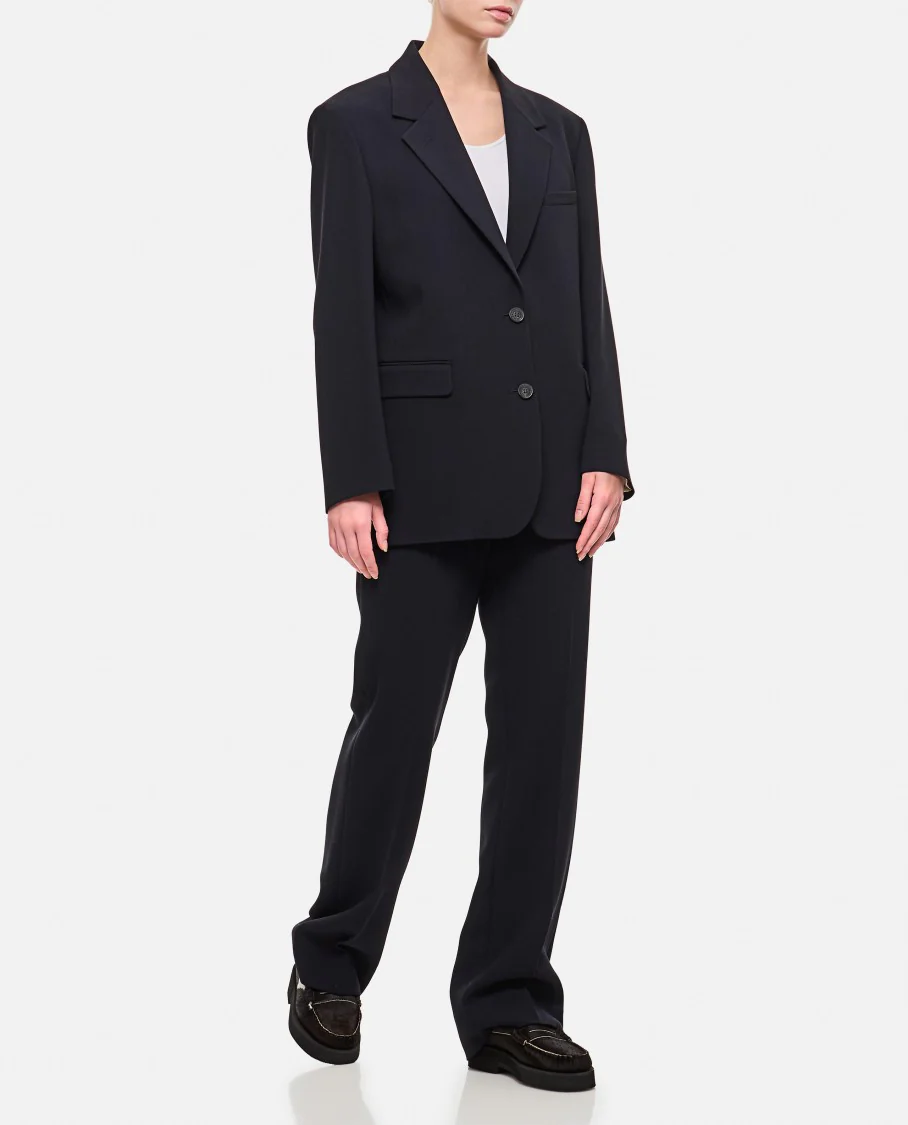 Viscose And Wool Crepe Relaxed Pants