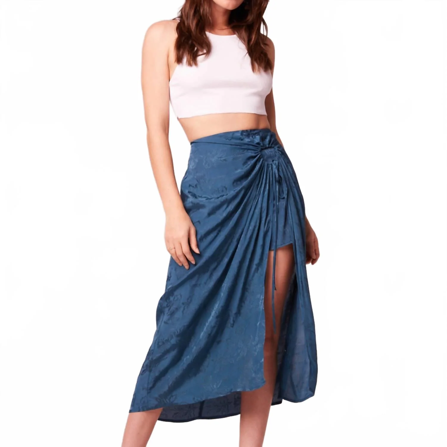 Celene Layered Midi Skirt In Deep Teal
