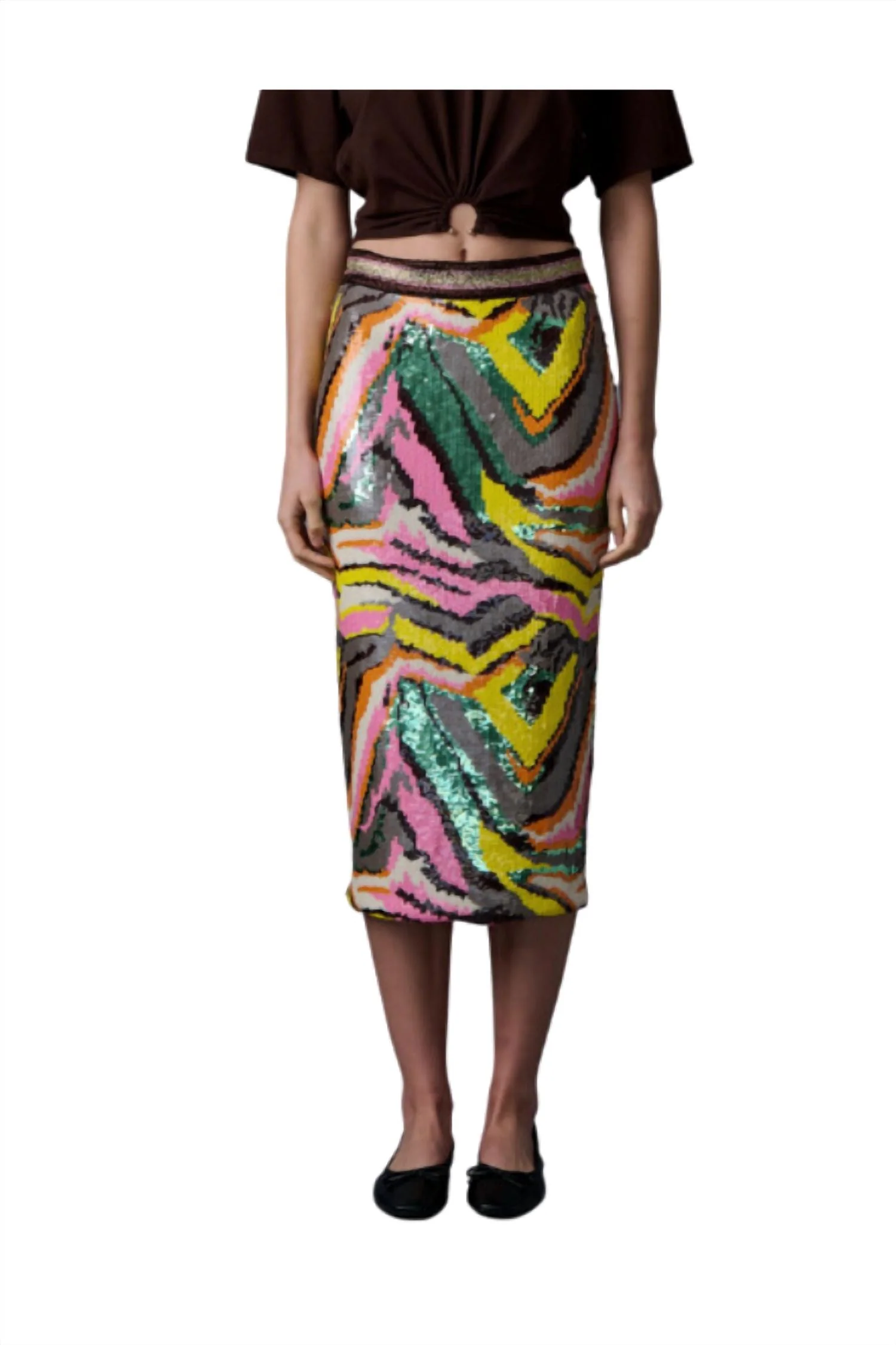 Pop Art Liza Midi Skirt In Sequin