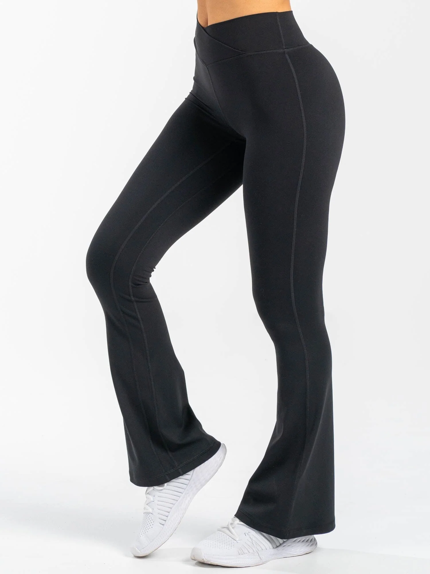 NKD Cross Waist Flared Leggings - Black