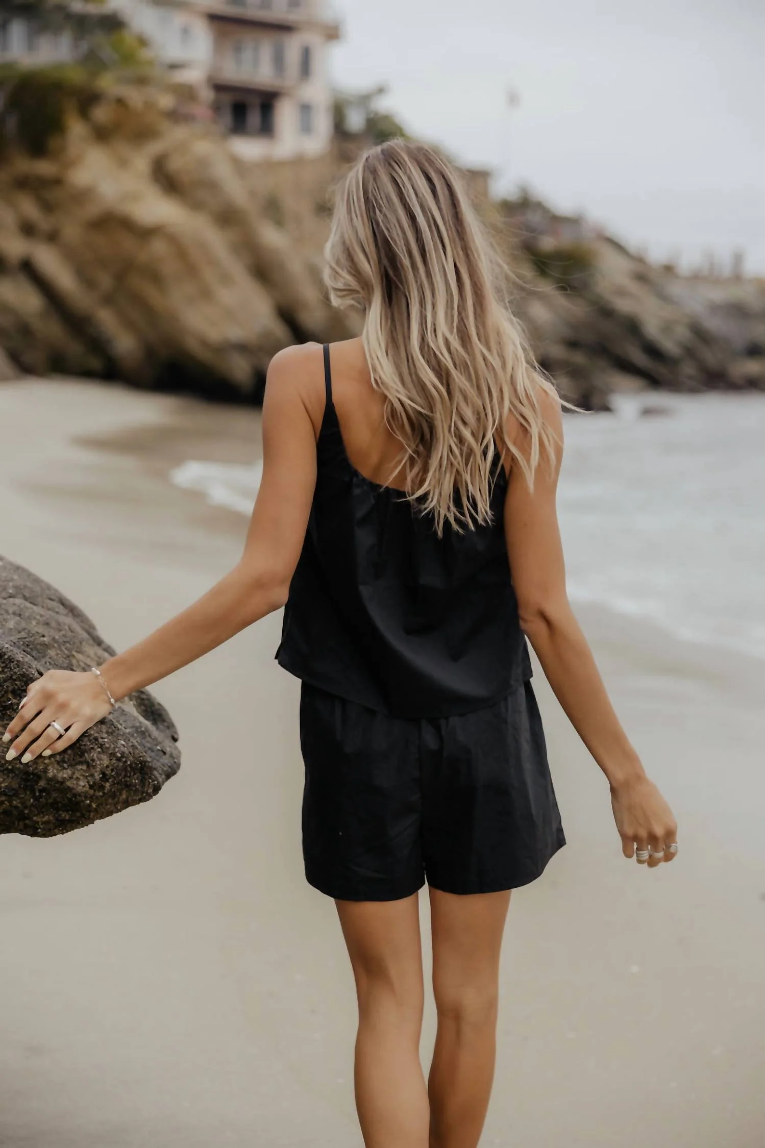 Poplin Tank & Shorts Set In Black