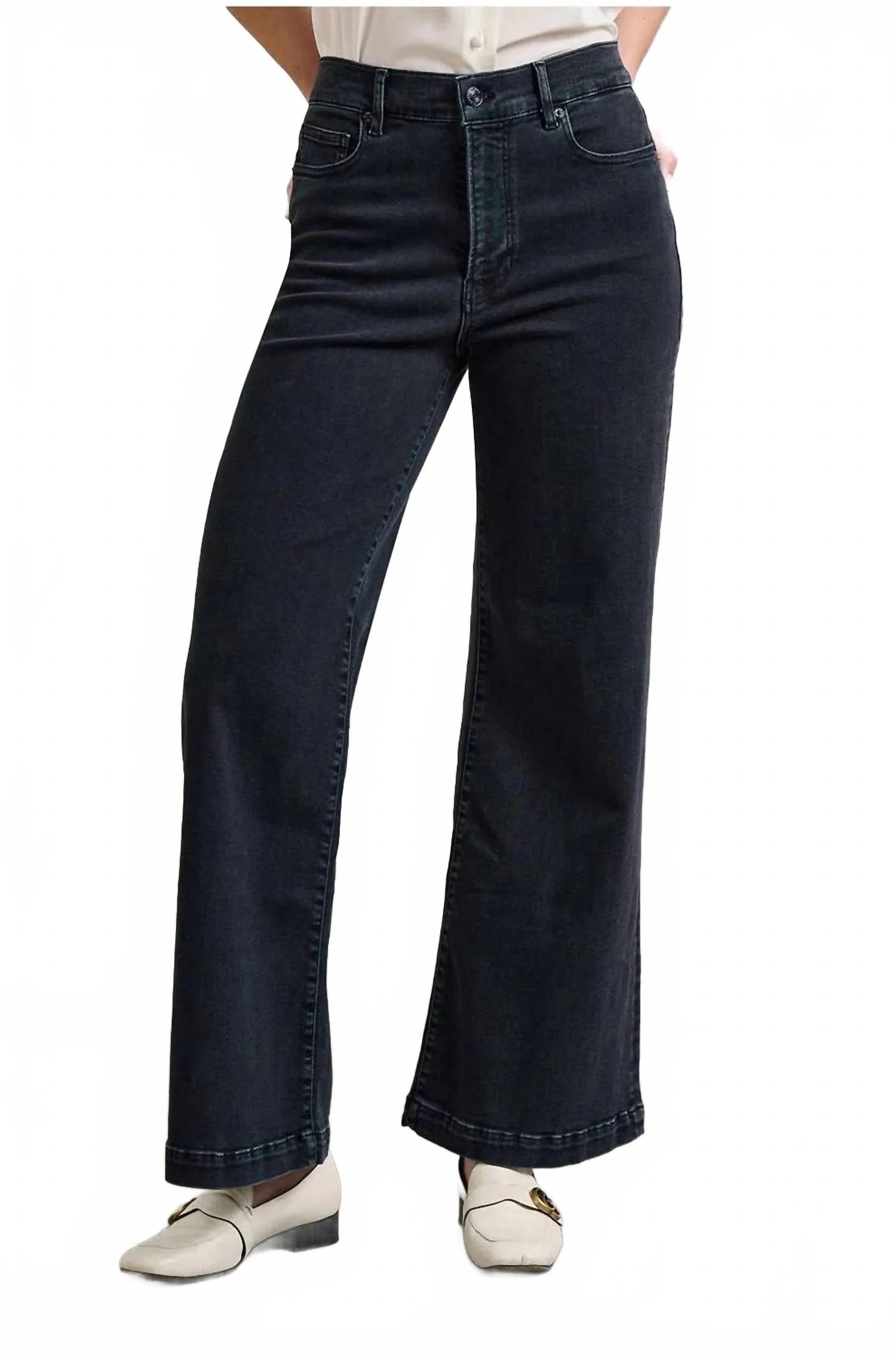 Le Slim Palazzo Wide Hem Jean In Eightball