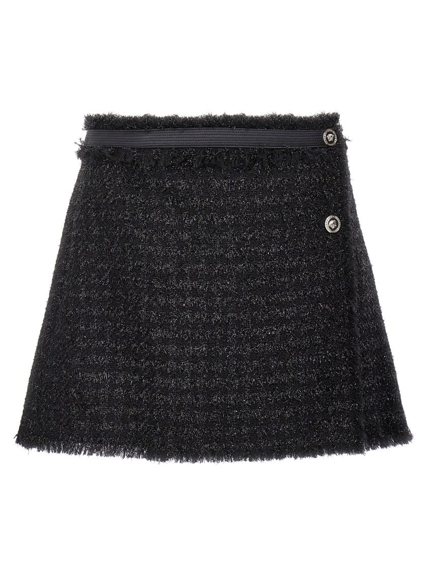 A-Line Lurex Wool Blend Skirt