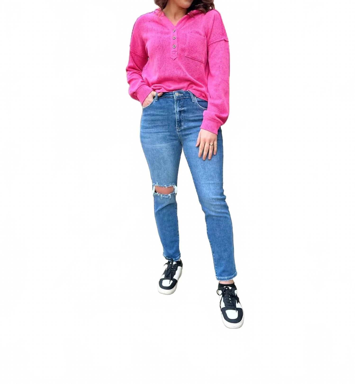 Paisley High Rise Distressed Slim Skinny Jeans In Blue