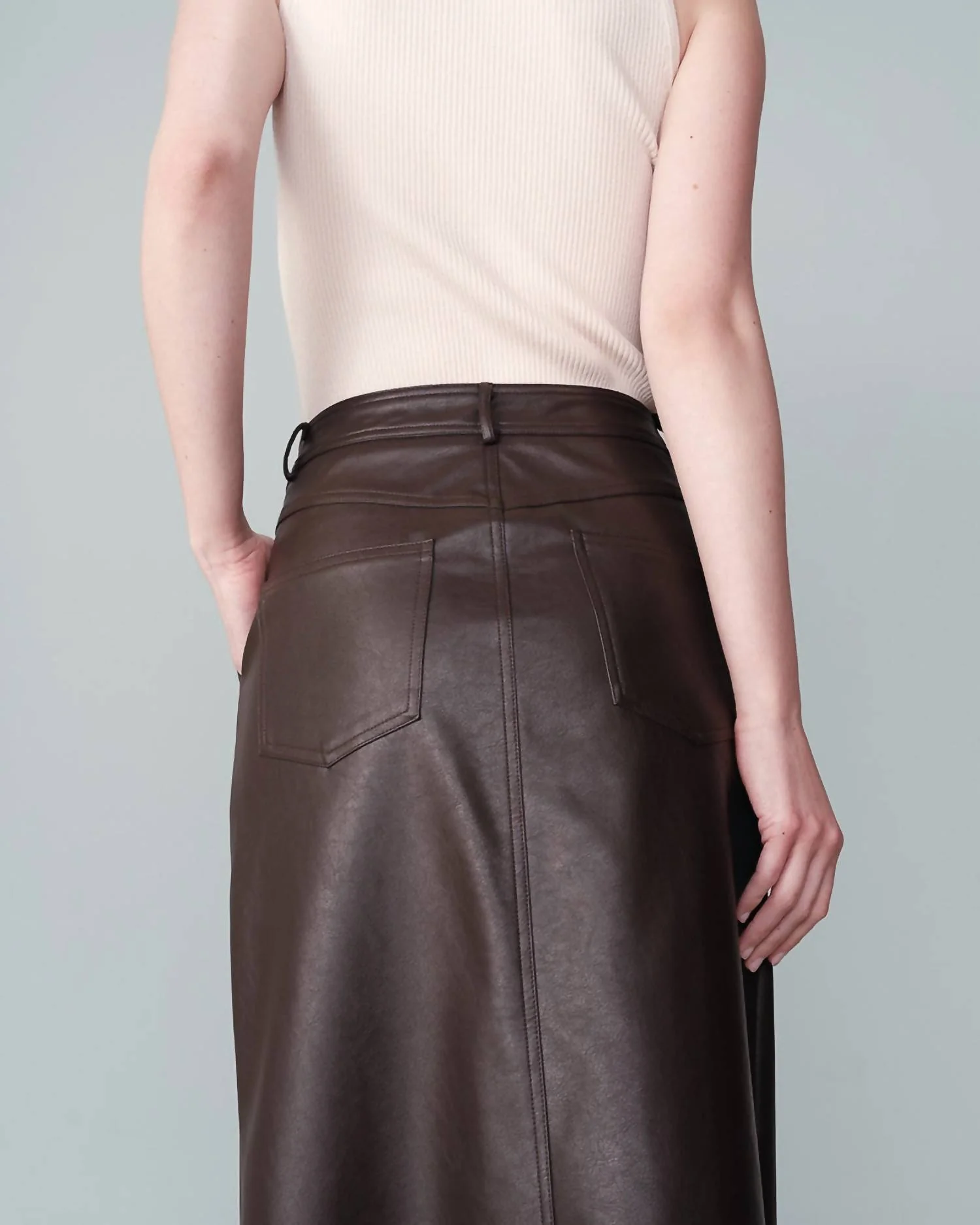 Nory Pleather Skirt In Chocolate