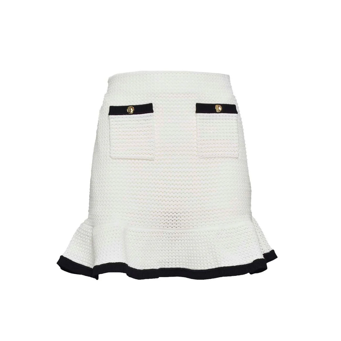 White Crochet Knit Mini Skirt