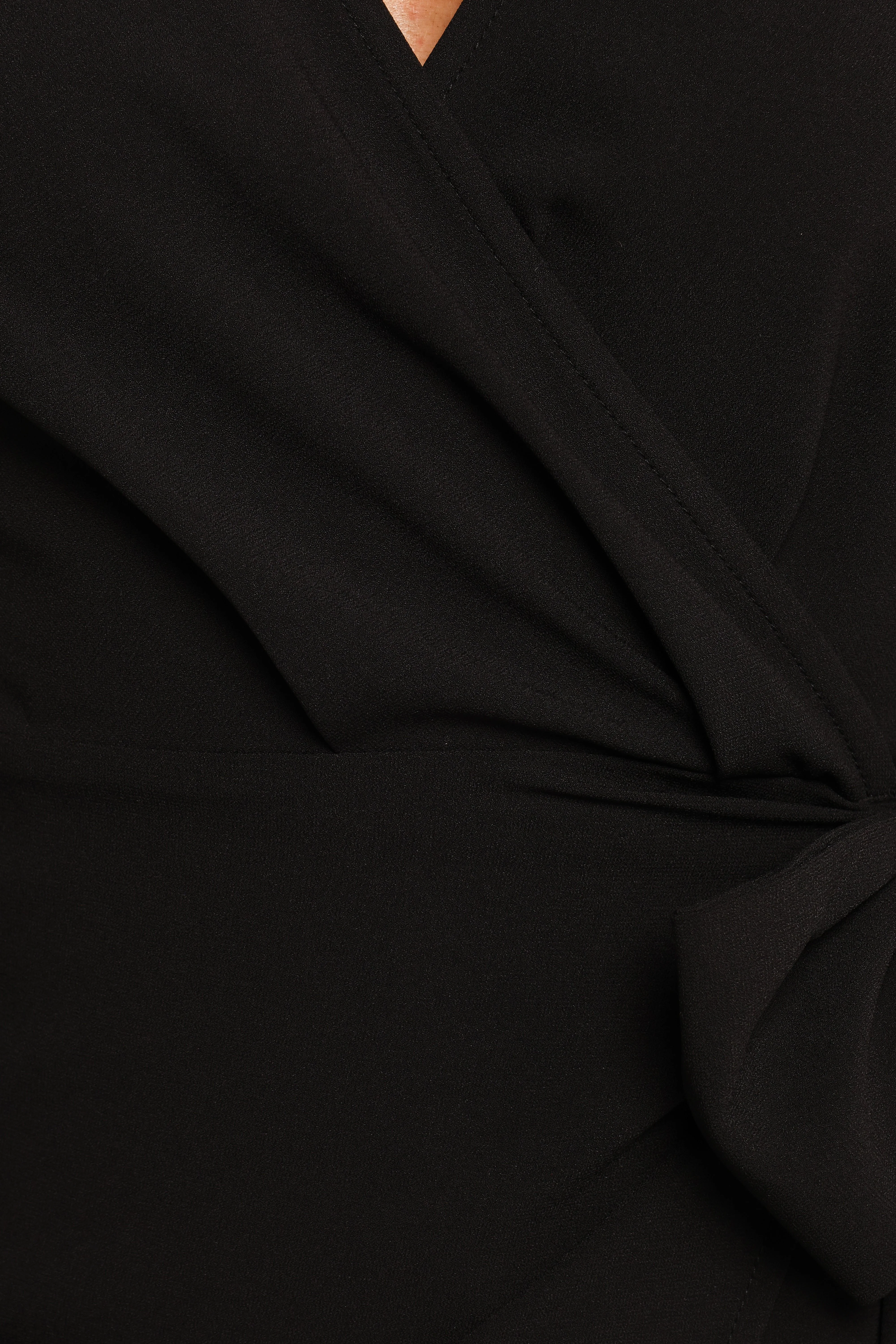 Lilian Long Sleeve Wrap Mini Dress - Black