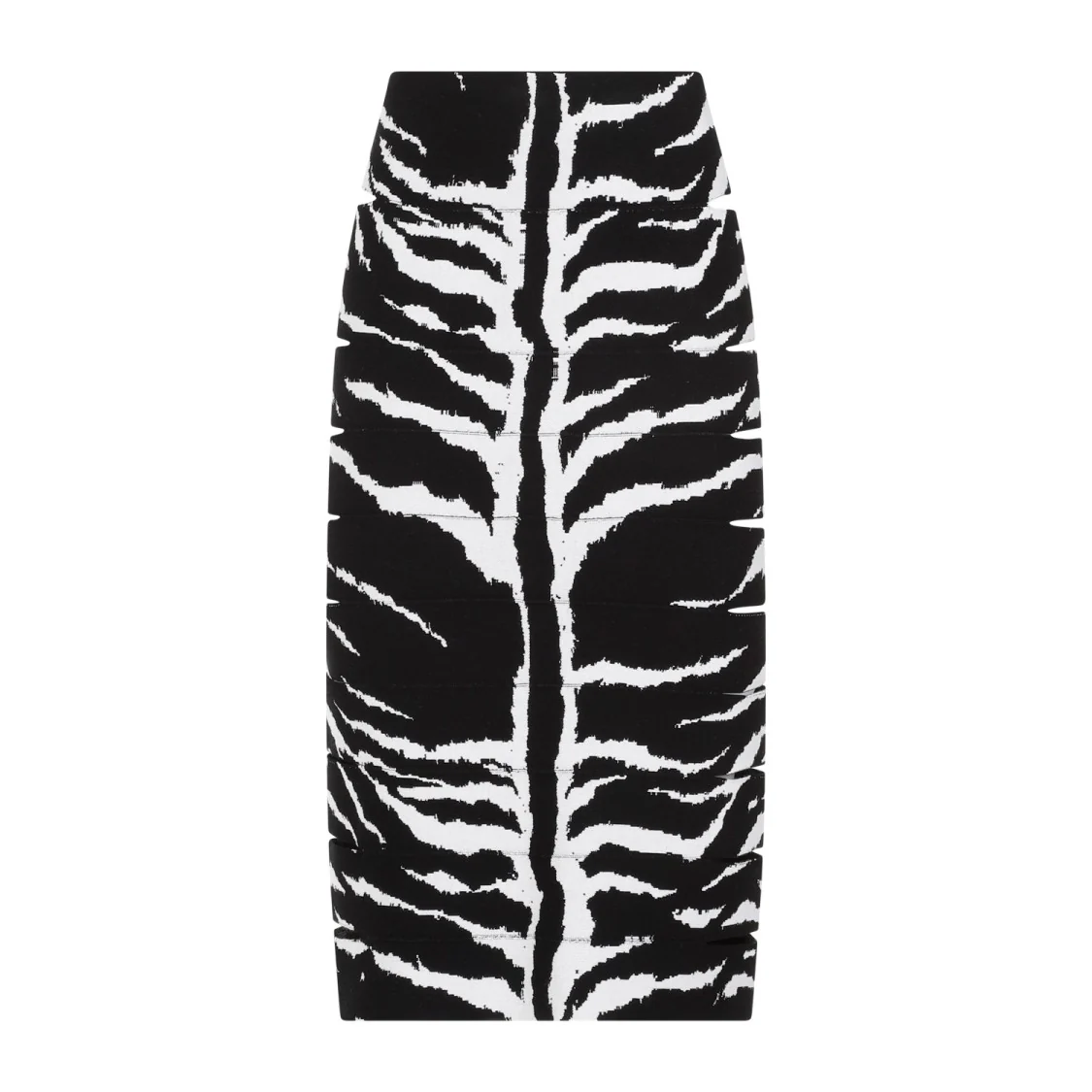 Zebra White And Black Viscose Pencil Skirt
