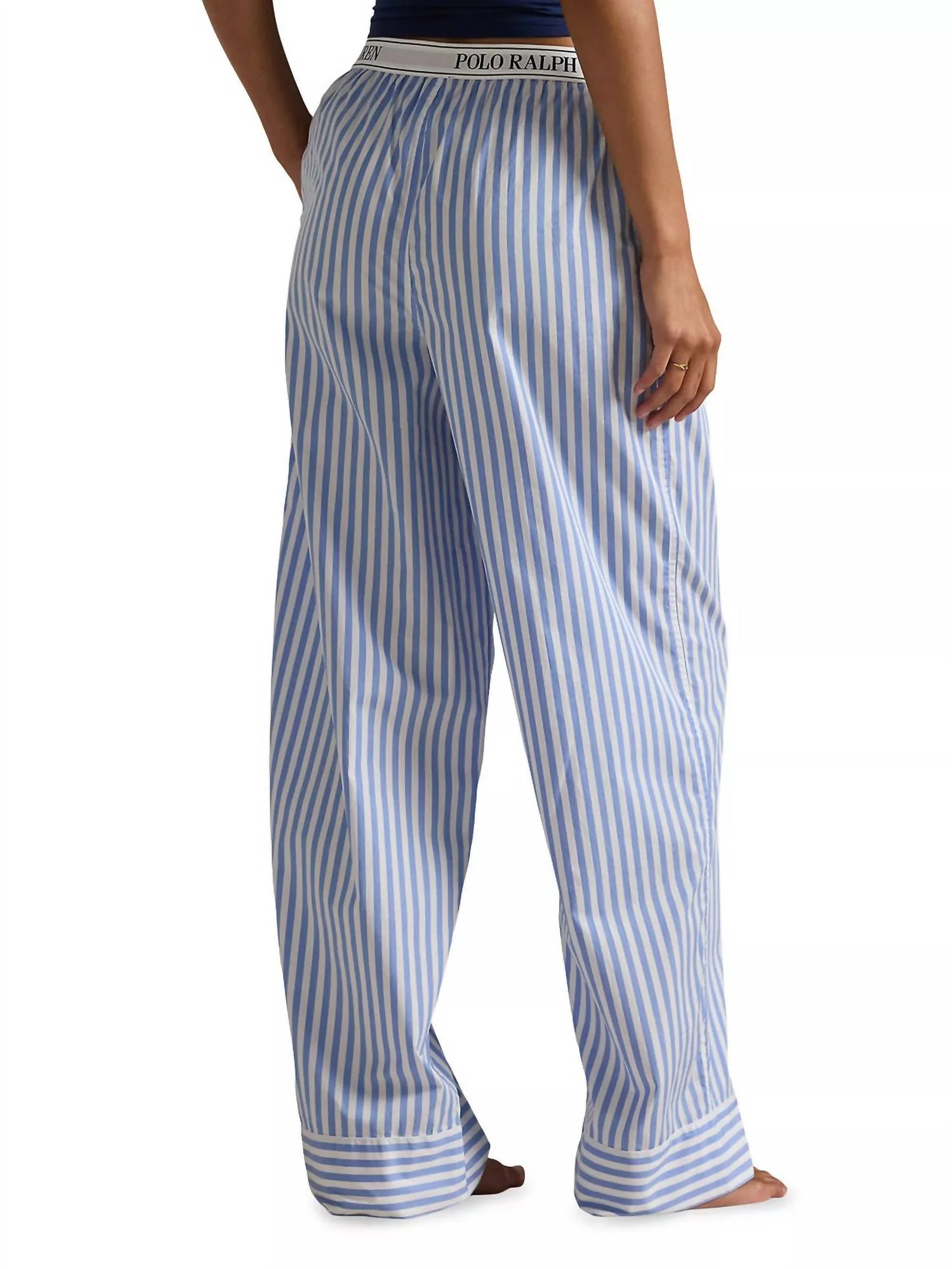 Shirting Stripes Striped Cotton Pants In White Cloud Hydrangea