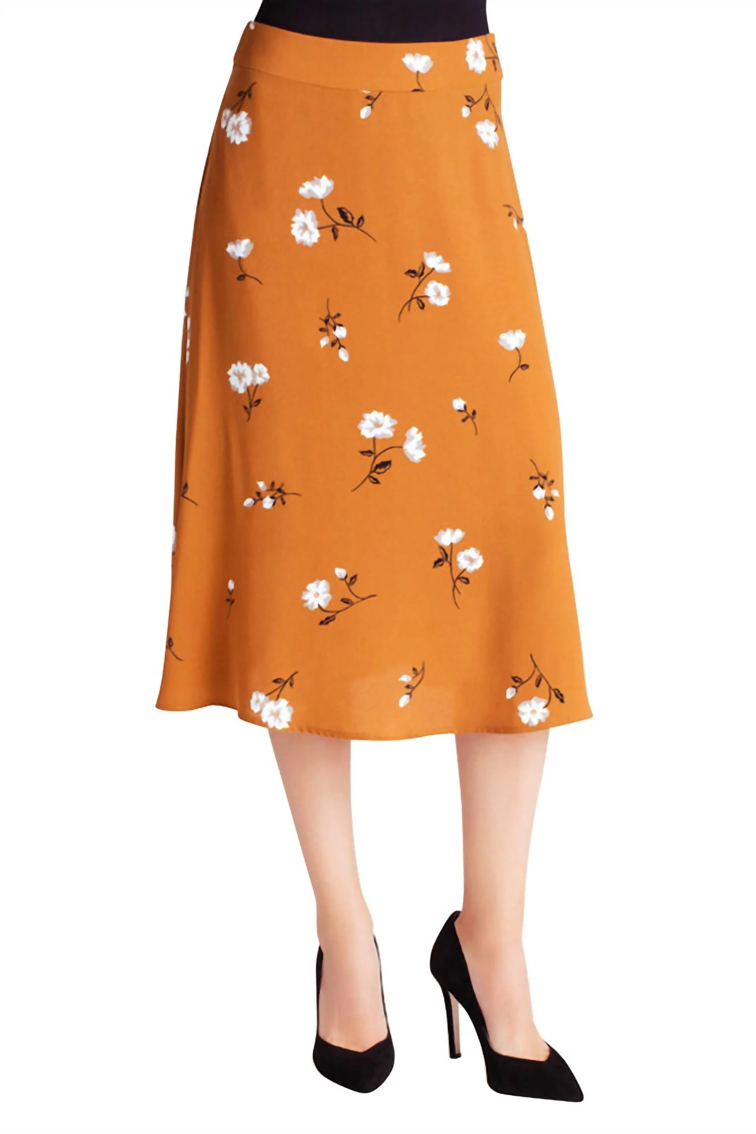 Midi Woven Skirt In Mid-Century Floral