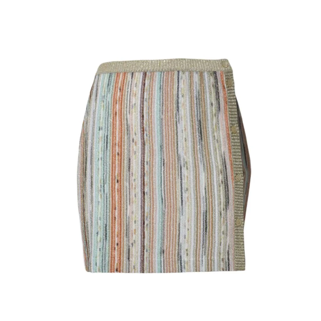 Multicolor Striped Viscose Lamé Mini Skirt