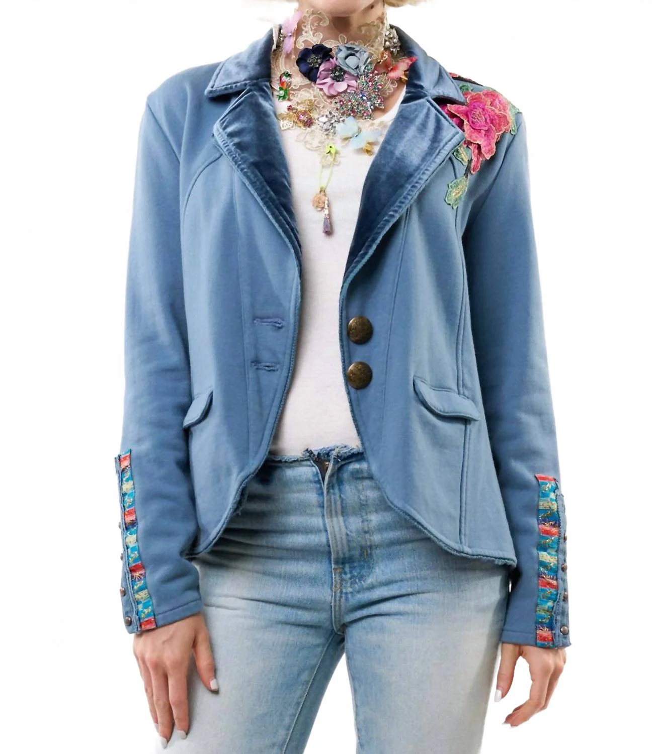 Eilse Embellished Blazer In Vintage Blue