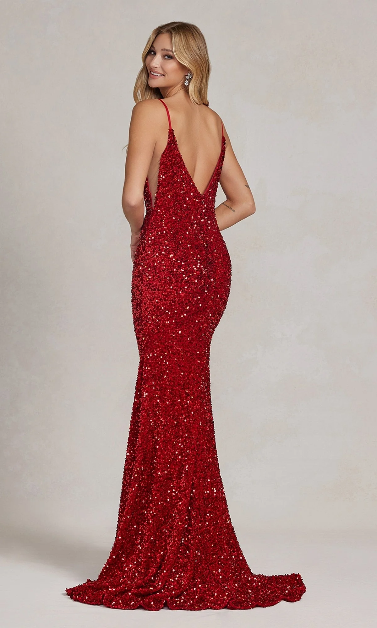 Long Sequin Formal Dress with Sheer Sides