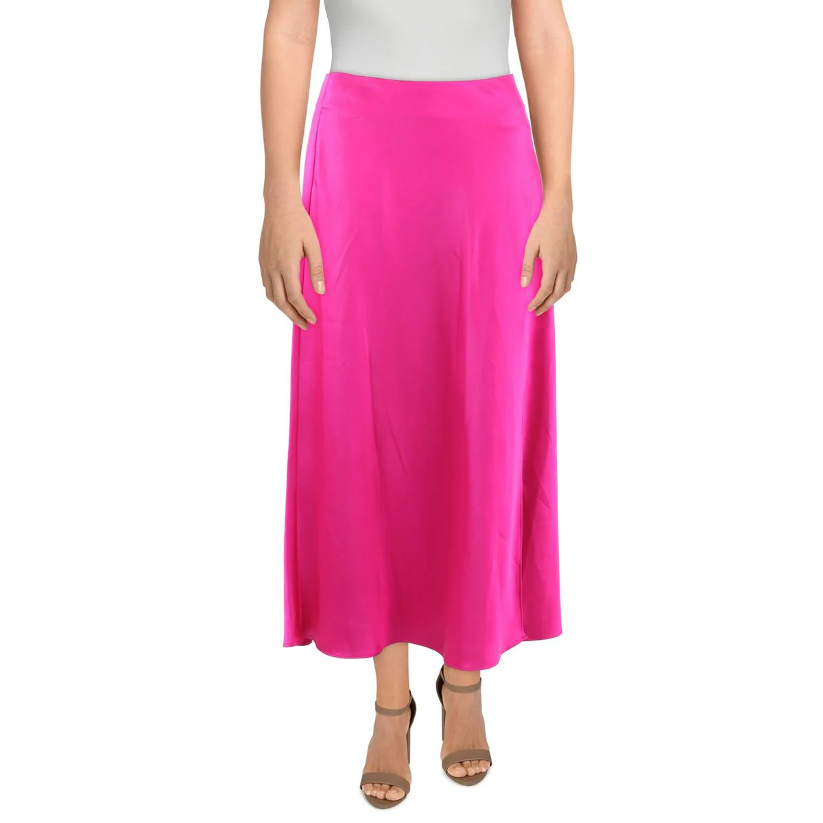 Womens Split Hem Polyester Midi Skirt