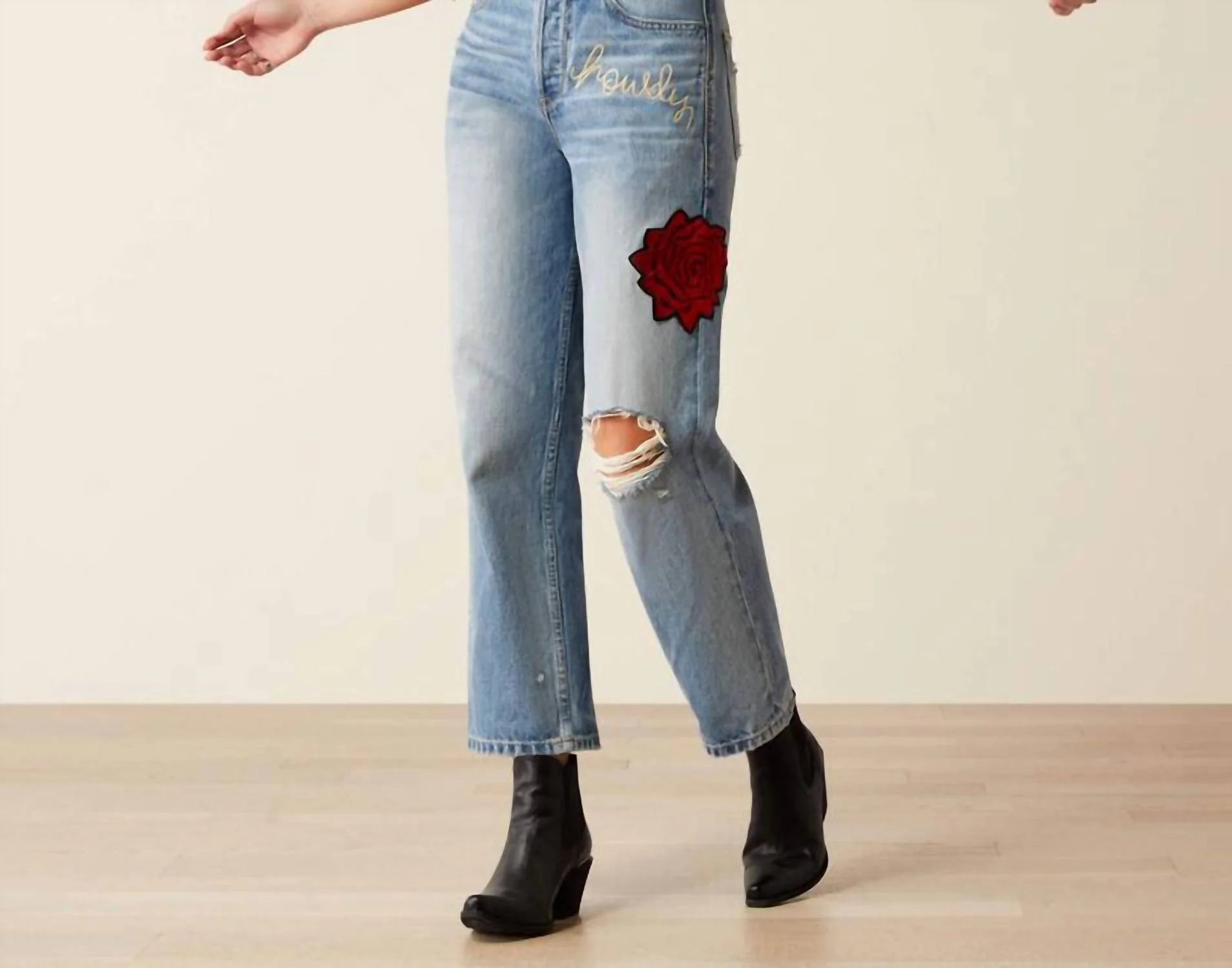Rodeo Quincy Tomboy Jeans In Medium Denim