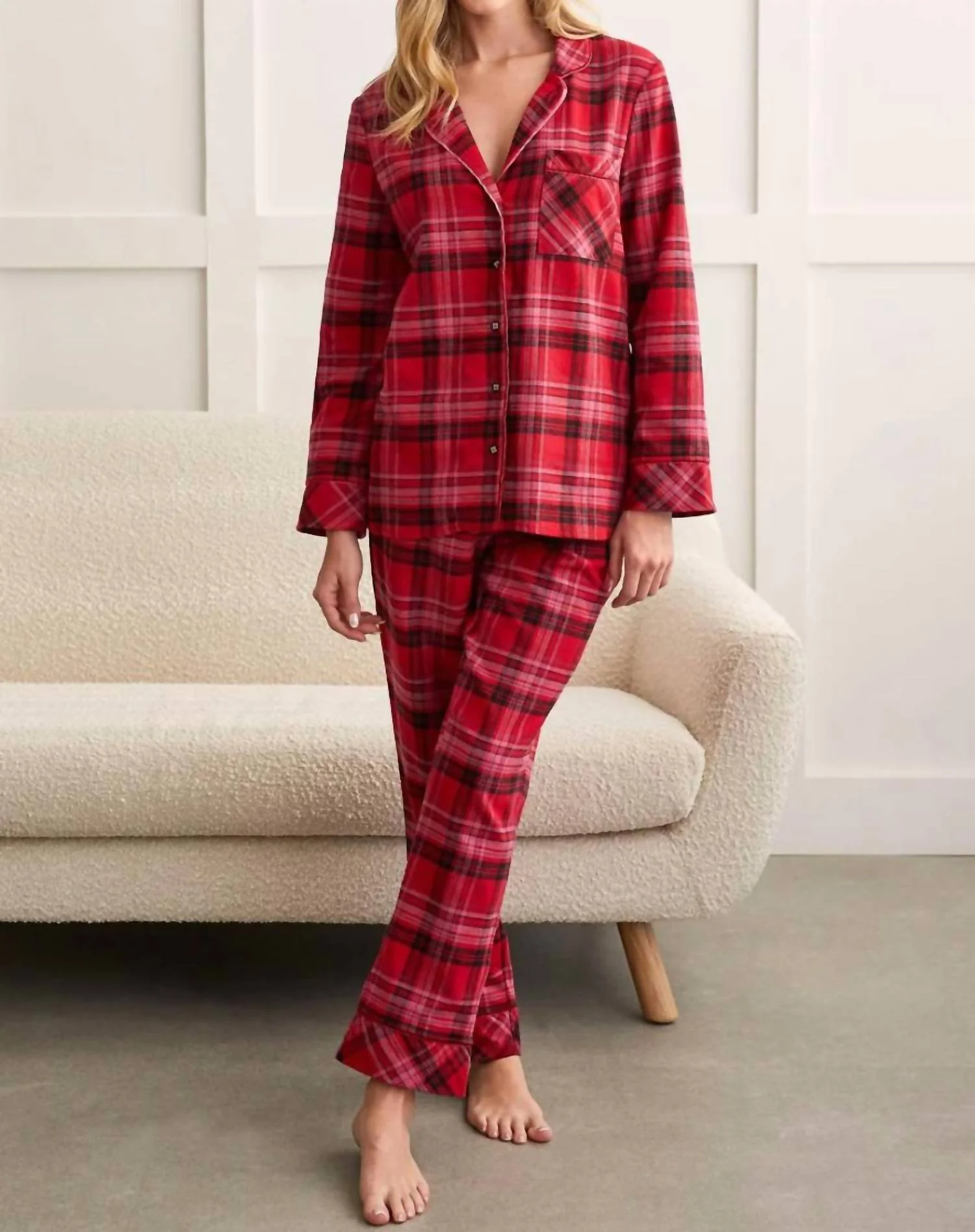 Plaid Pajama Set In Red