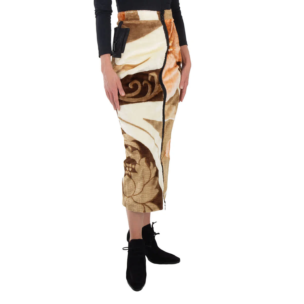 Marine Serre Ladies Multicolor Blanket Zipped Skirt, Size Small