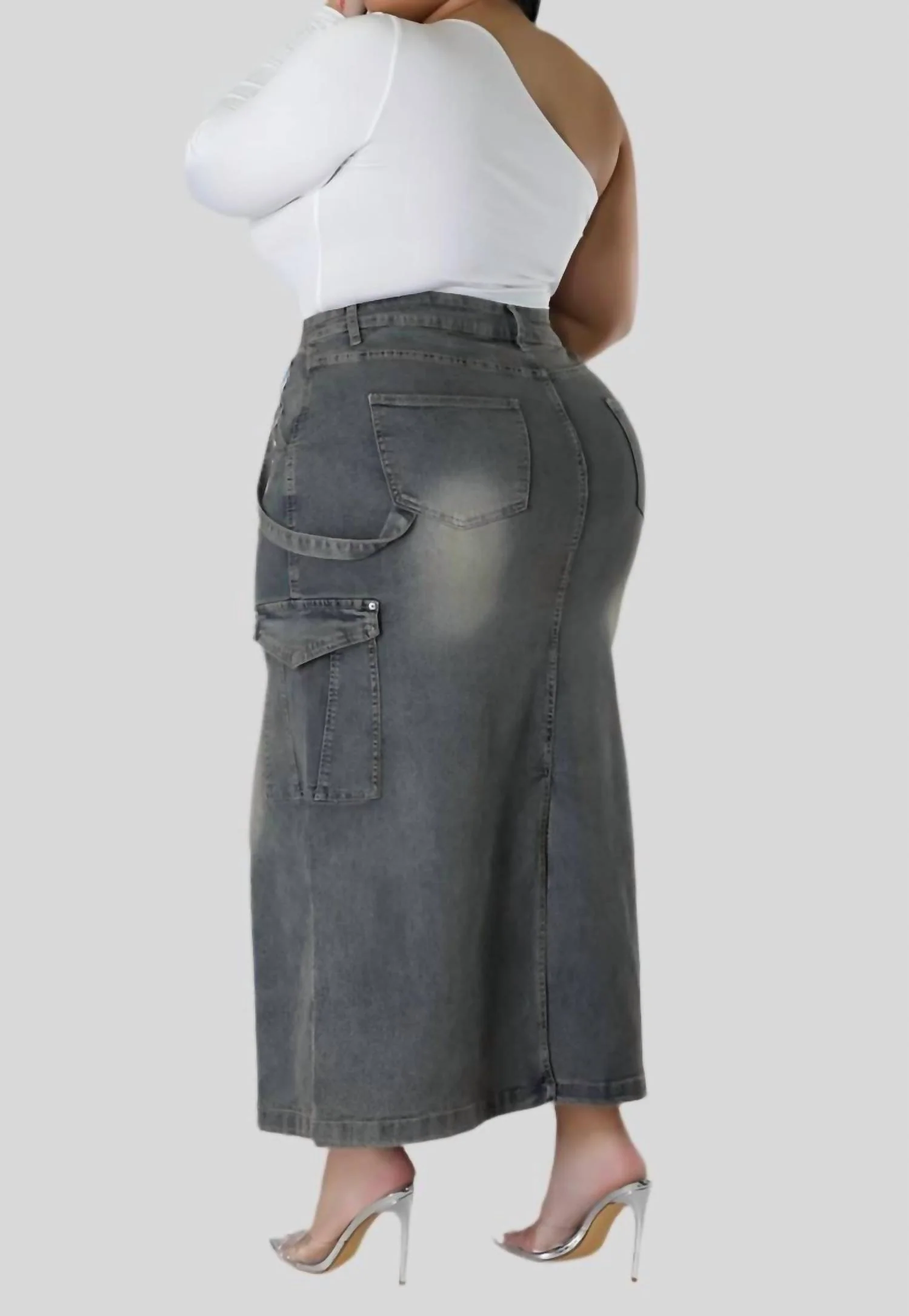 Denim Skirt - Plus In Dark Gray