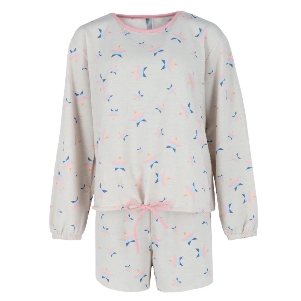 Women's Plus Size Stars Long Sleeve Short Set