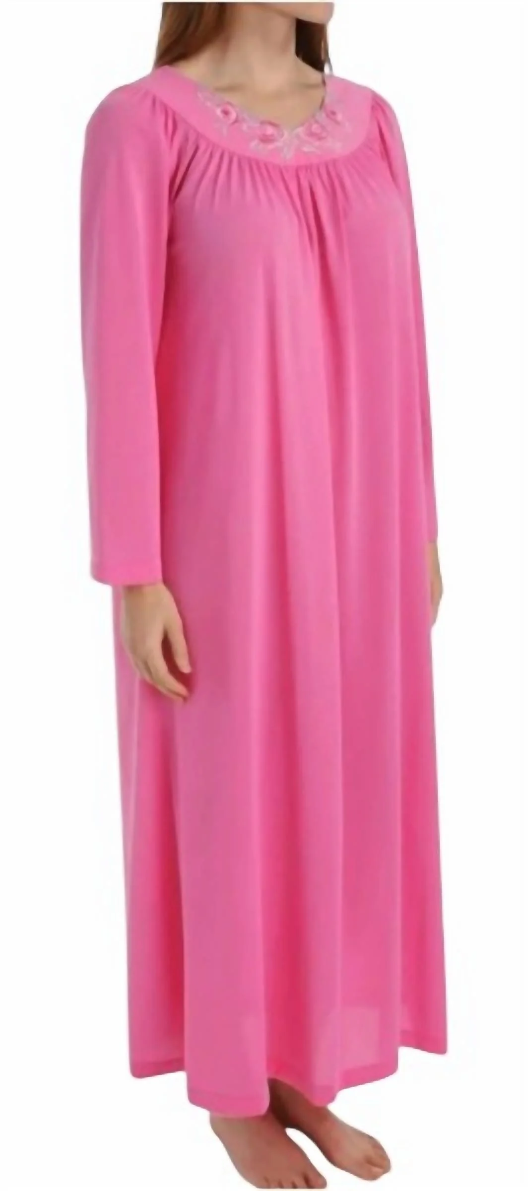 Petals 53 Inch Long Sleeve Gown In Rosy Pink