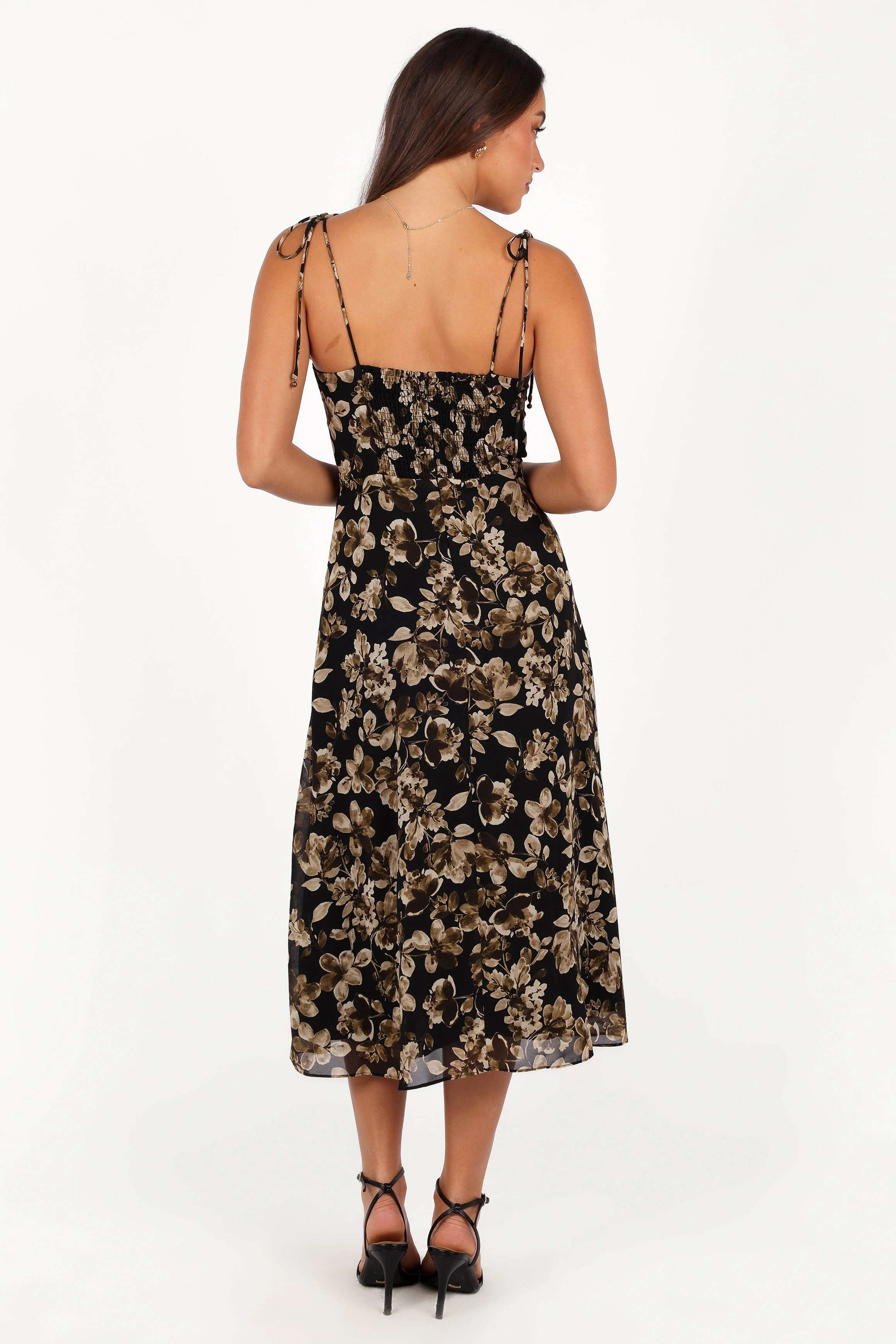Arycia Midi Dress - Black Floral
